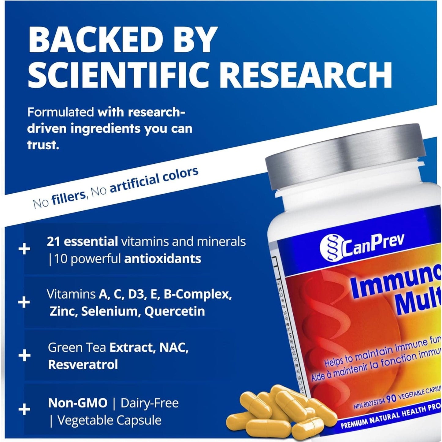 90 Vegetable Capsules | CanPrev Immuno Multi