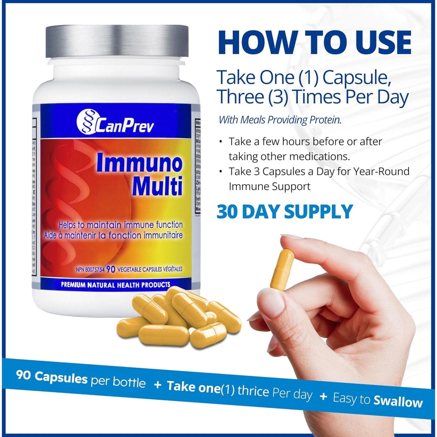 90 Vegetable Capsules | CanPrev Immuno Multi