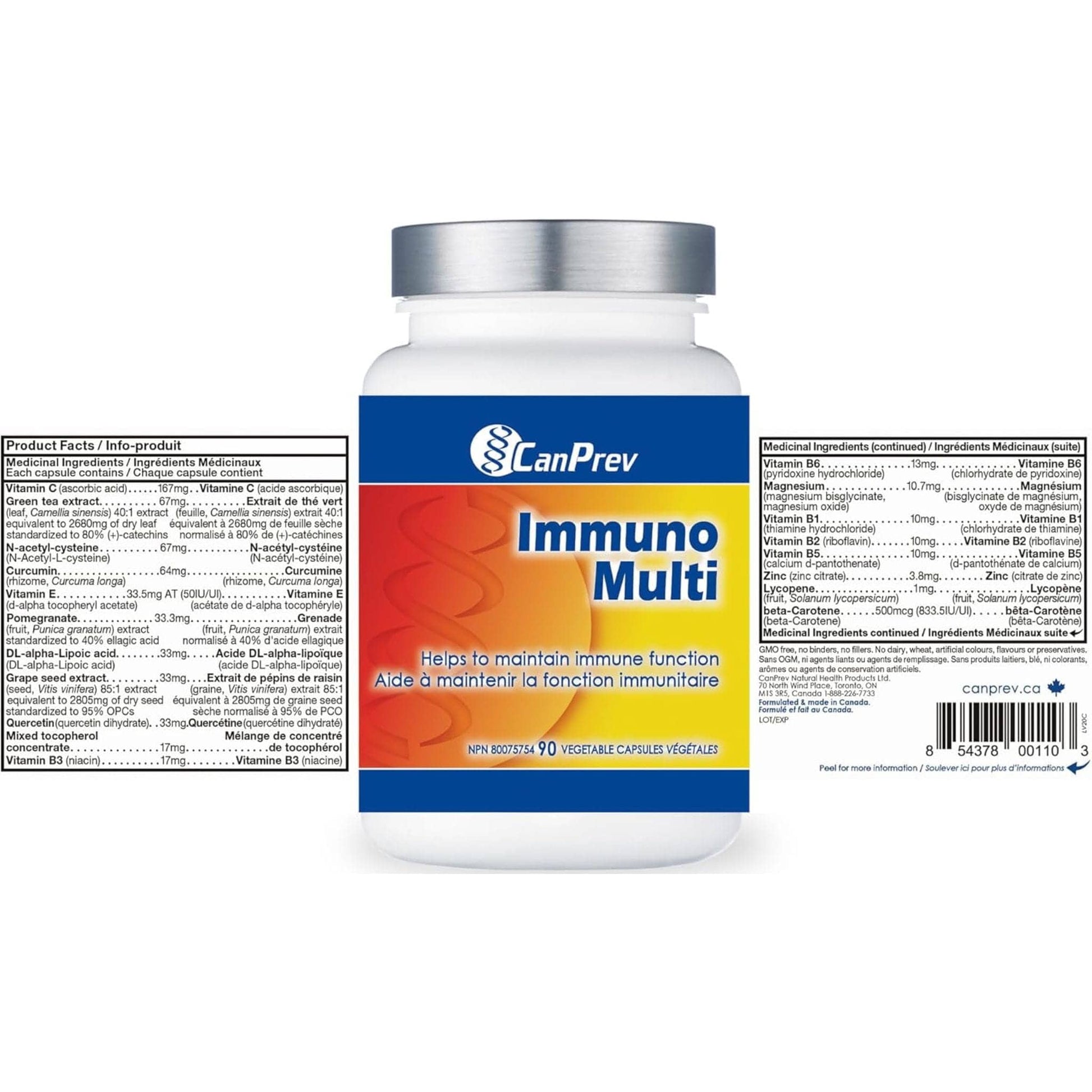 90 Vegetable Capsules | CanPrev Immuno Multi