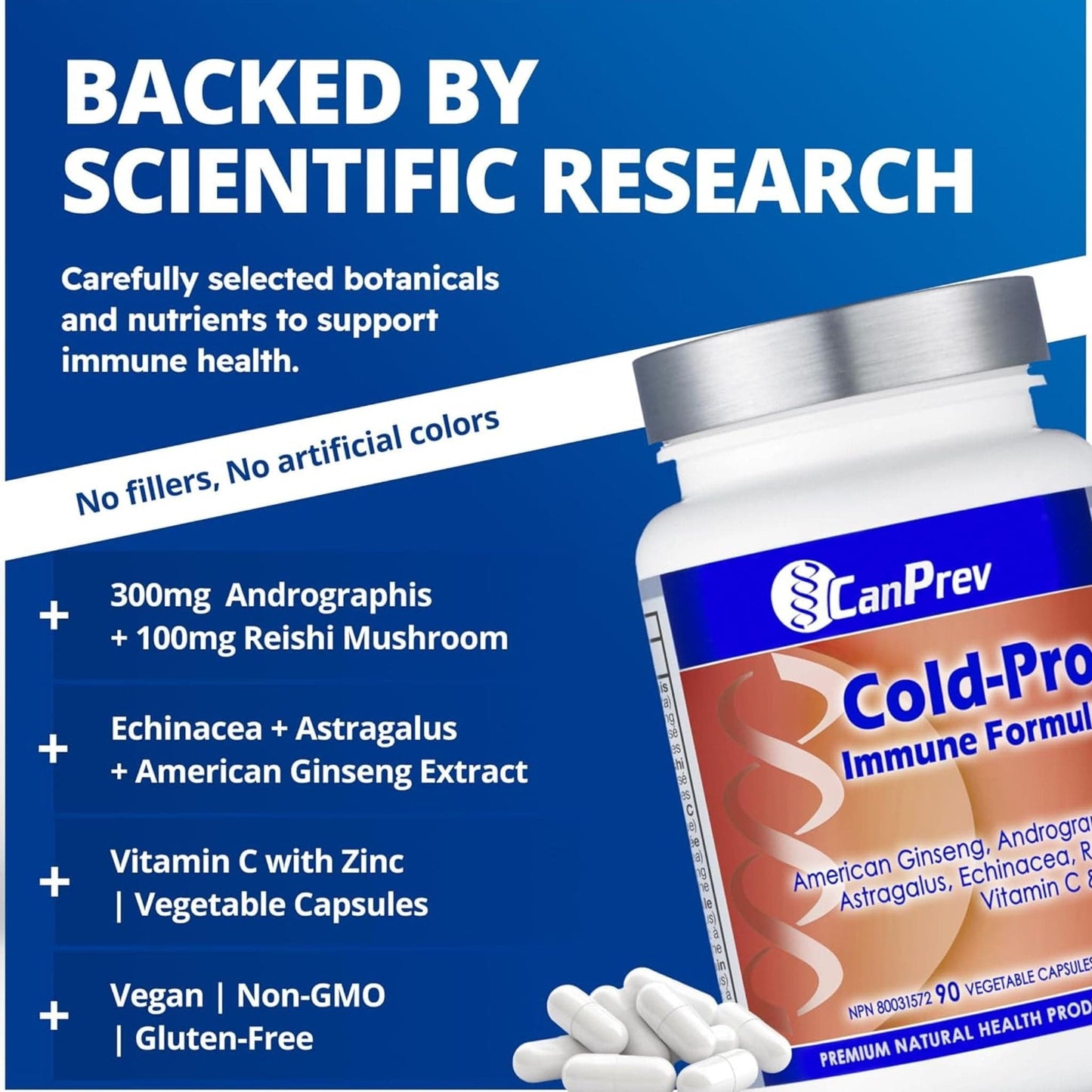 90 Vegetable Capsules | CanPrev Cold-Pro Immune Formula