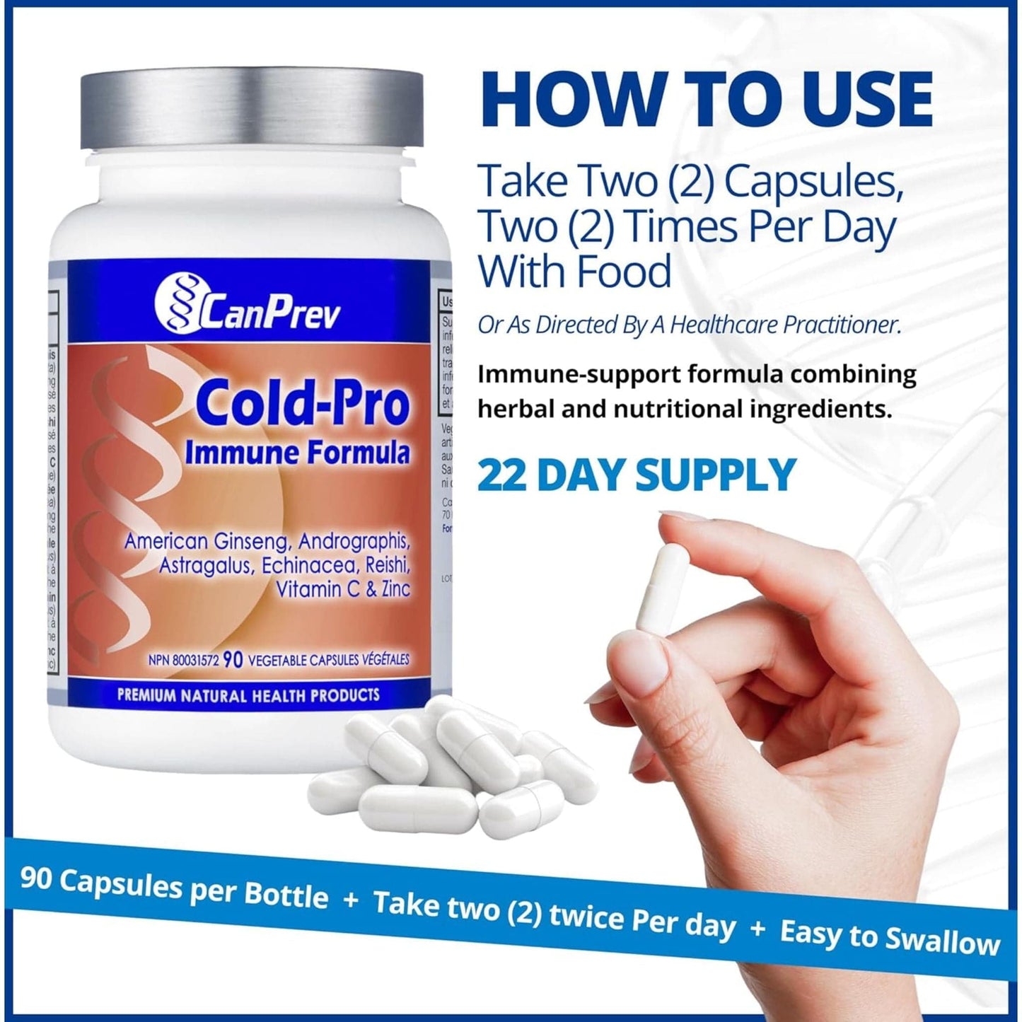 90 Vegetable Capsules | CanPrev Cold-Pro Immune Formula
