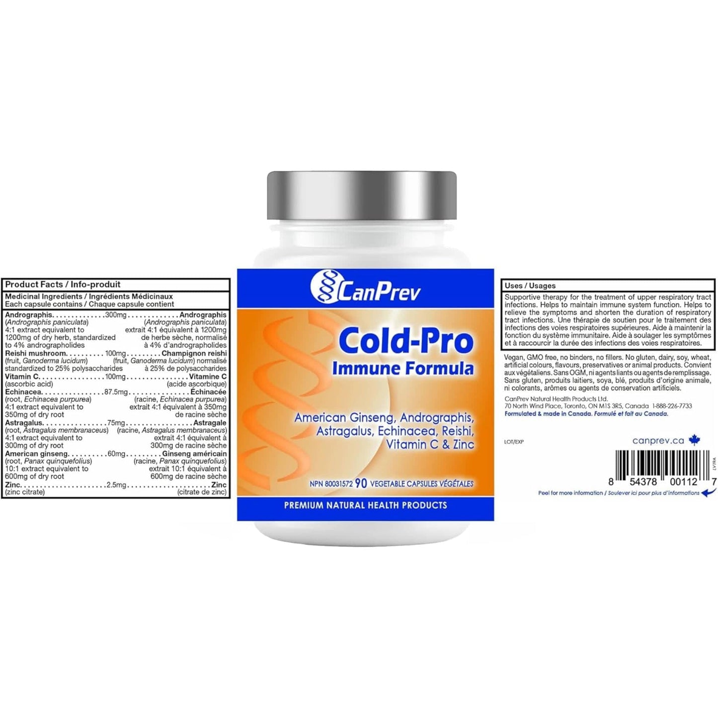 90 Vegetable Capsules | CanPrev Cold-Pro Immune Formula