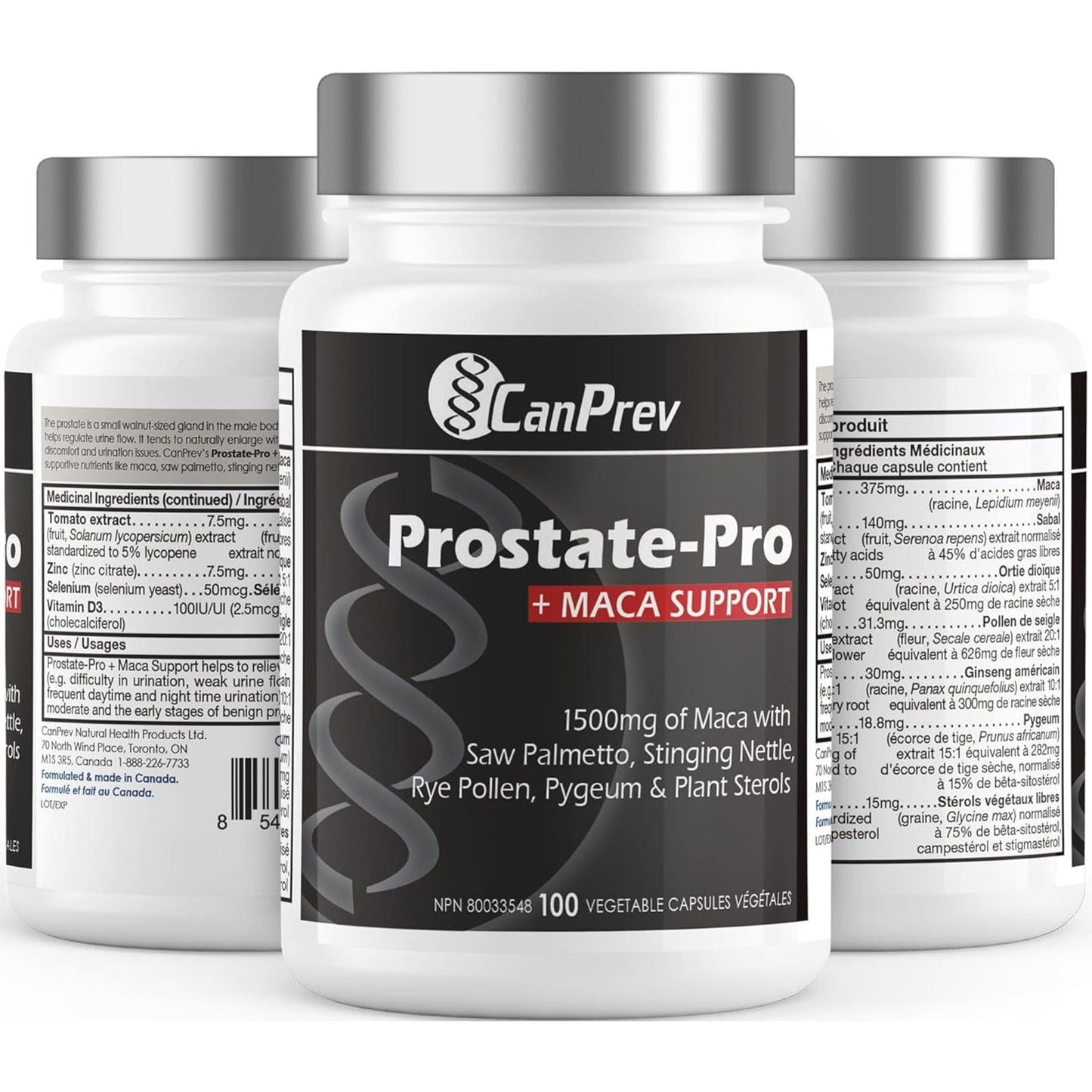 100 Vegetable Capsules | CanPrev Prostate-Pro + Maca Support