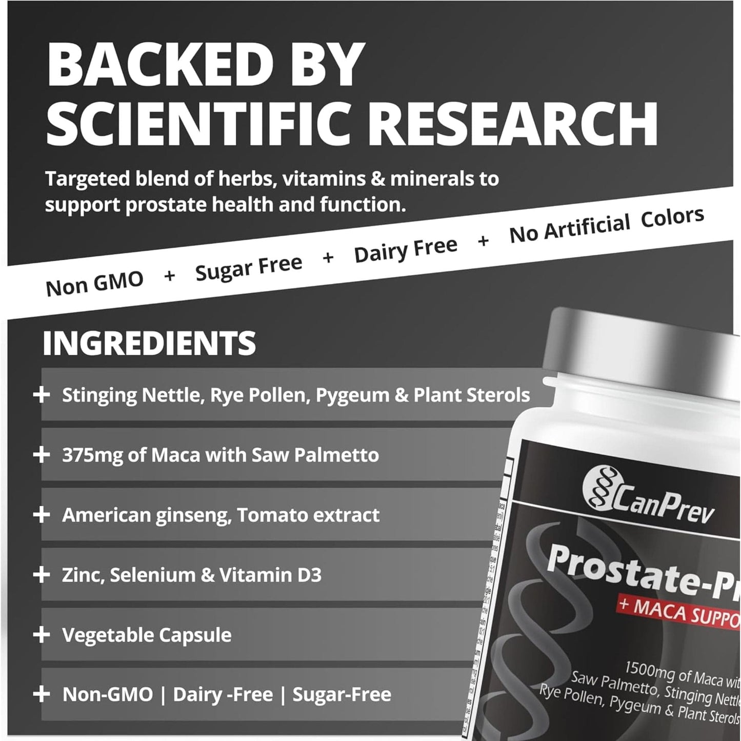 100 Vegetable Capsules | CanPrev Prostate-Pro + Maca Support