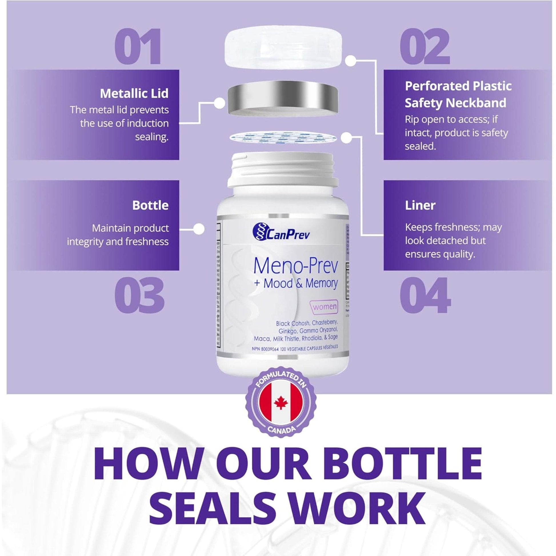 120 Vegetable Capsules | CanPrev Meno-Prev + Mood and Memory for Women