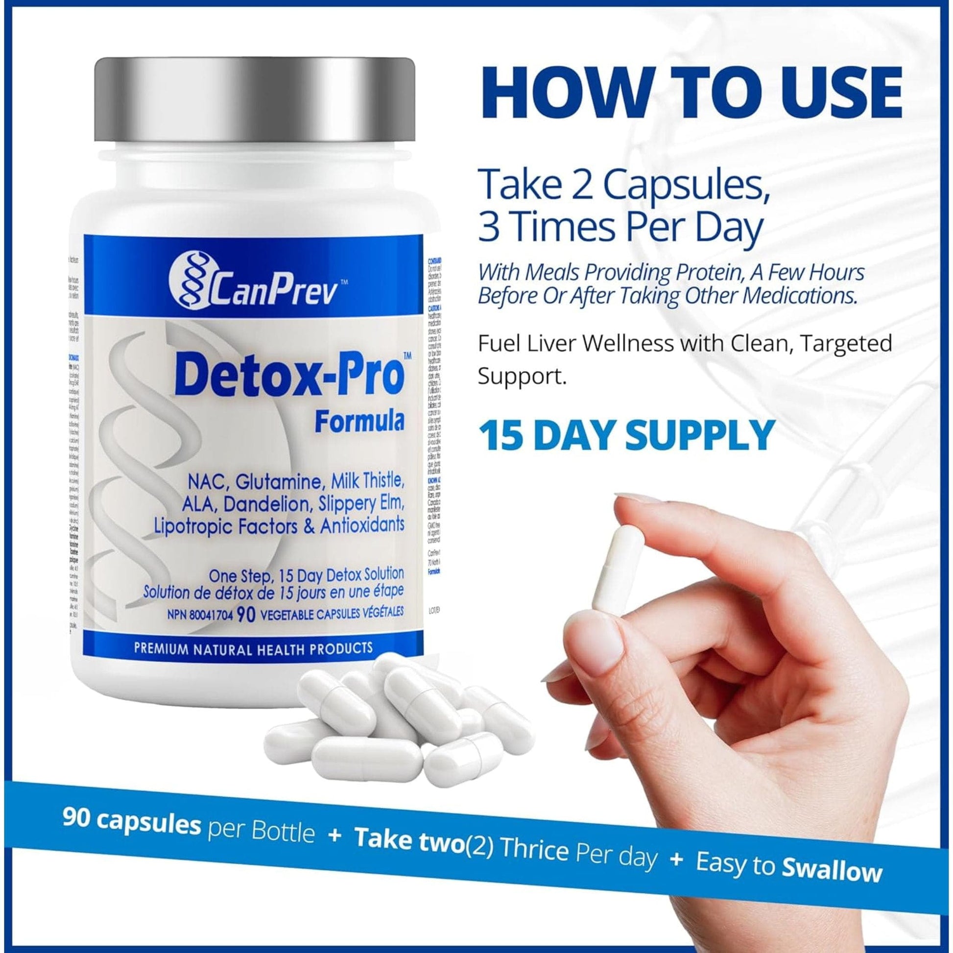 90 Vegetable Capsules | CanPrev Detox-Pro Formula