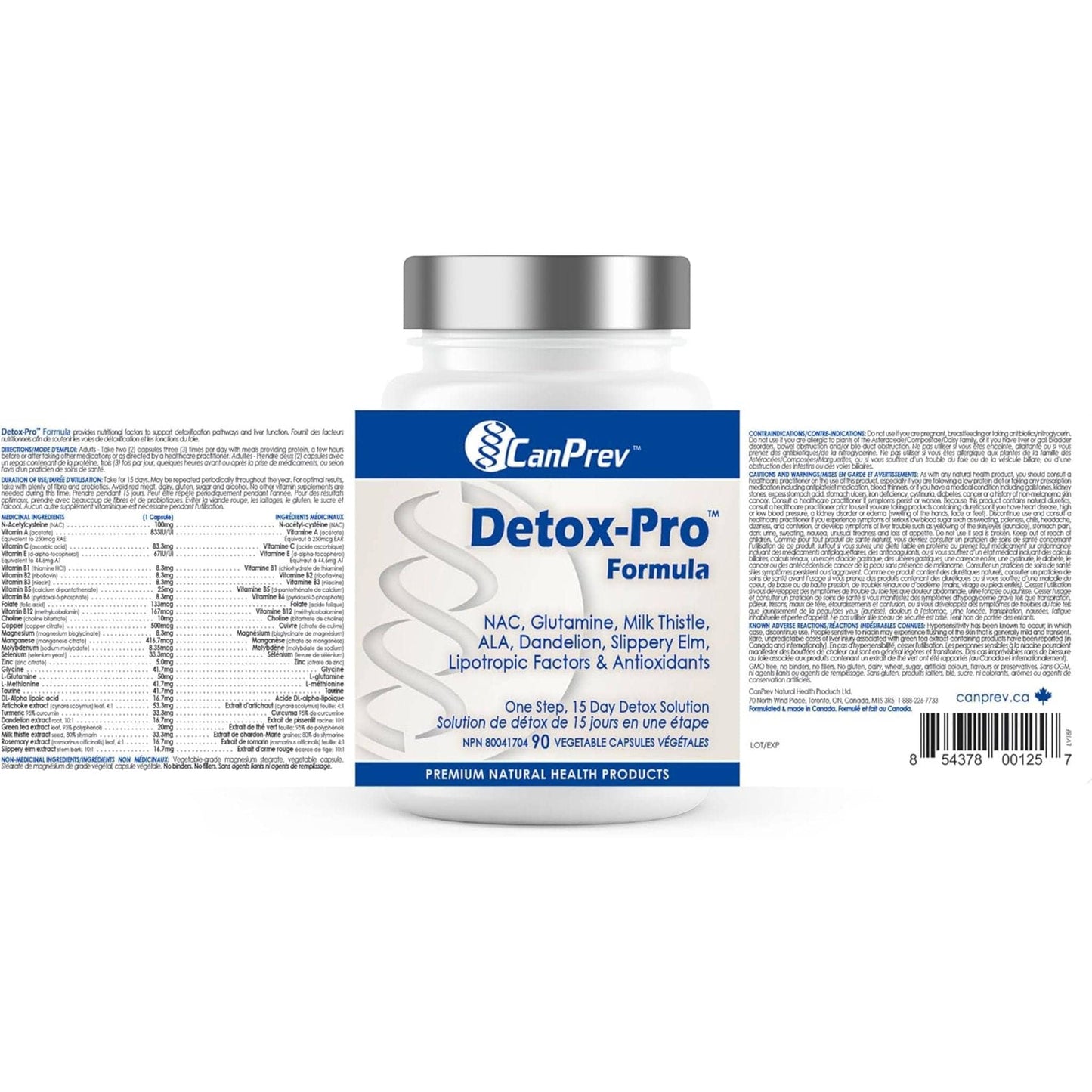 90 Vegetable Capsules | CanPrev Detox-Pro Formula