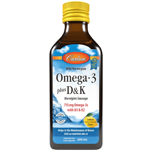 200ml Lemon | Carlson Wild Norwegian Omega-3 Plus Vitamin D and K