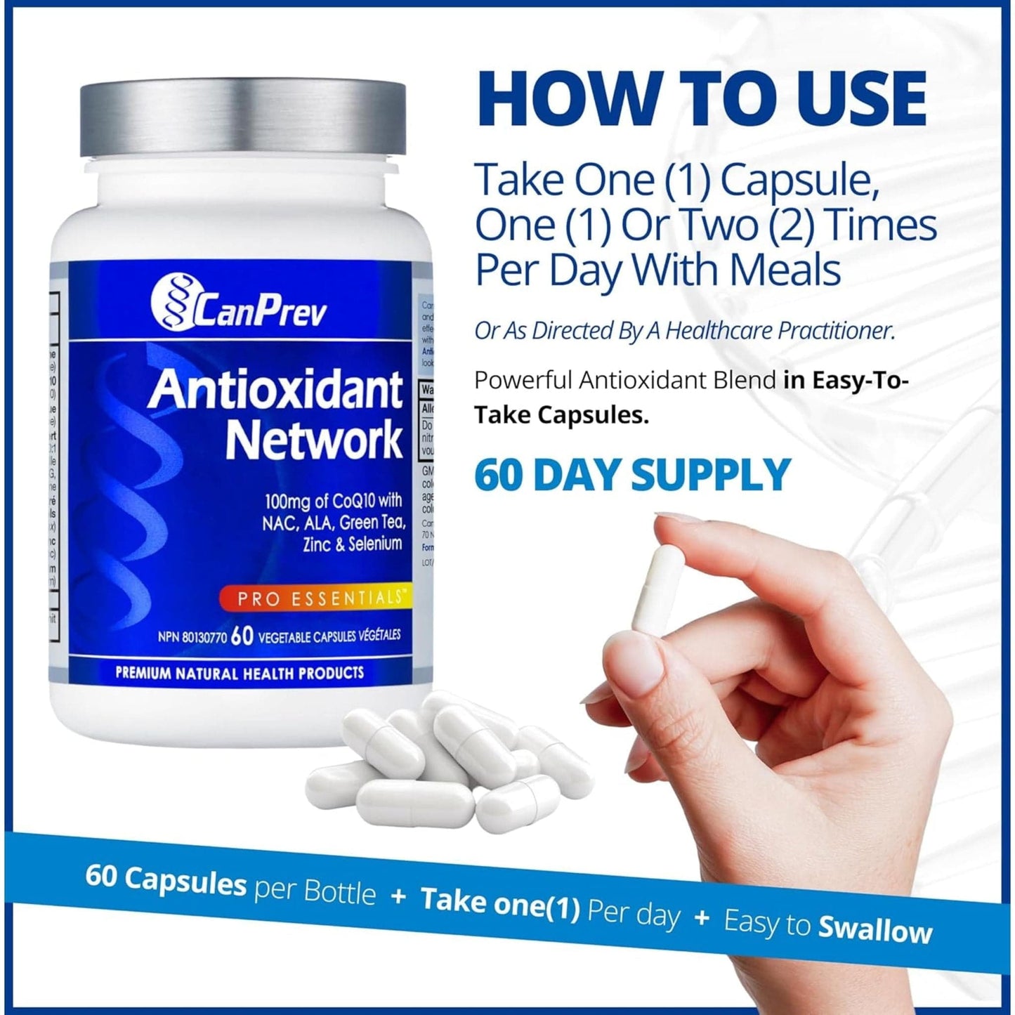 60 Vegetable Capsules | CanPrev Antioxidant Network