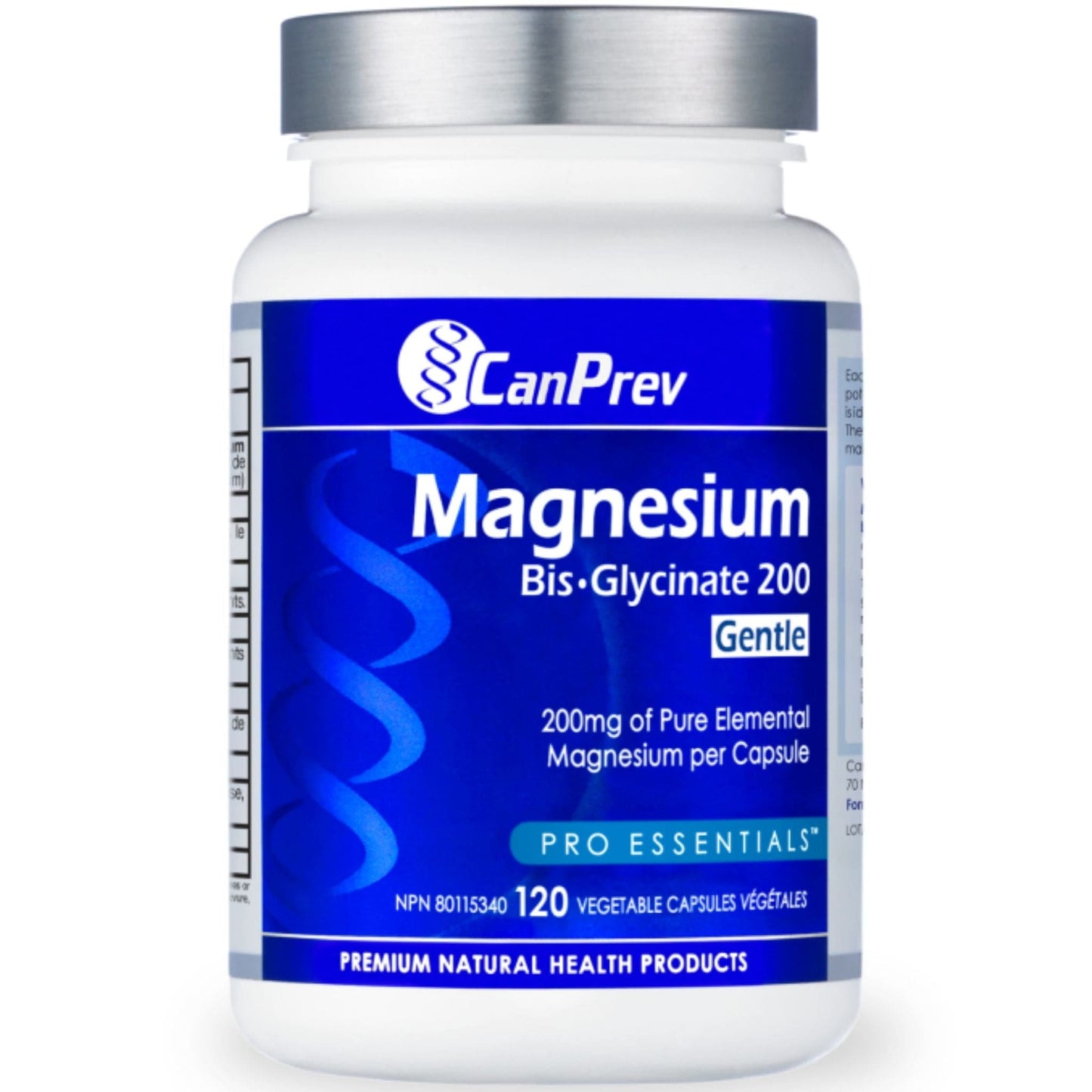 120 Vegetable Capsules | CanPrev Magnesium Bisglycinate 200mg Gentle