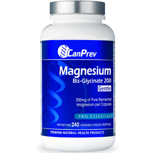 240 Vegetable Capsules | CanPrev Magnesium Bisglycinate 200mg Gentle