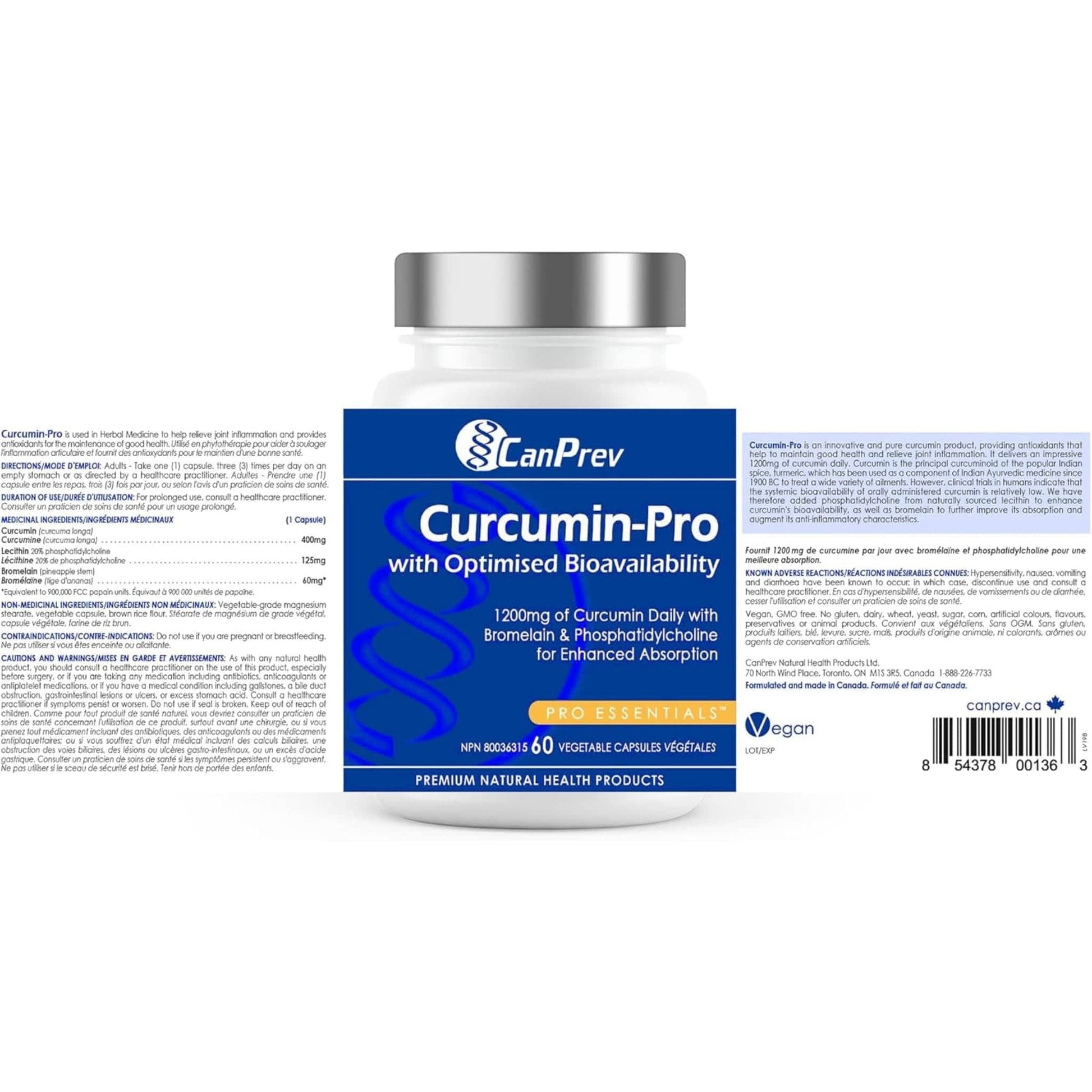 60 Vegetable Capsules | CanPrev Curcumin-Pro with Optimised Bioavailability