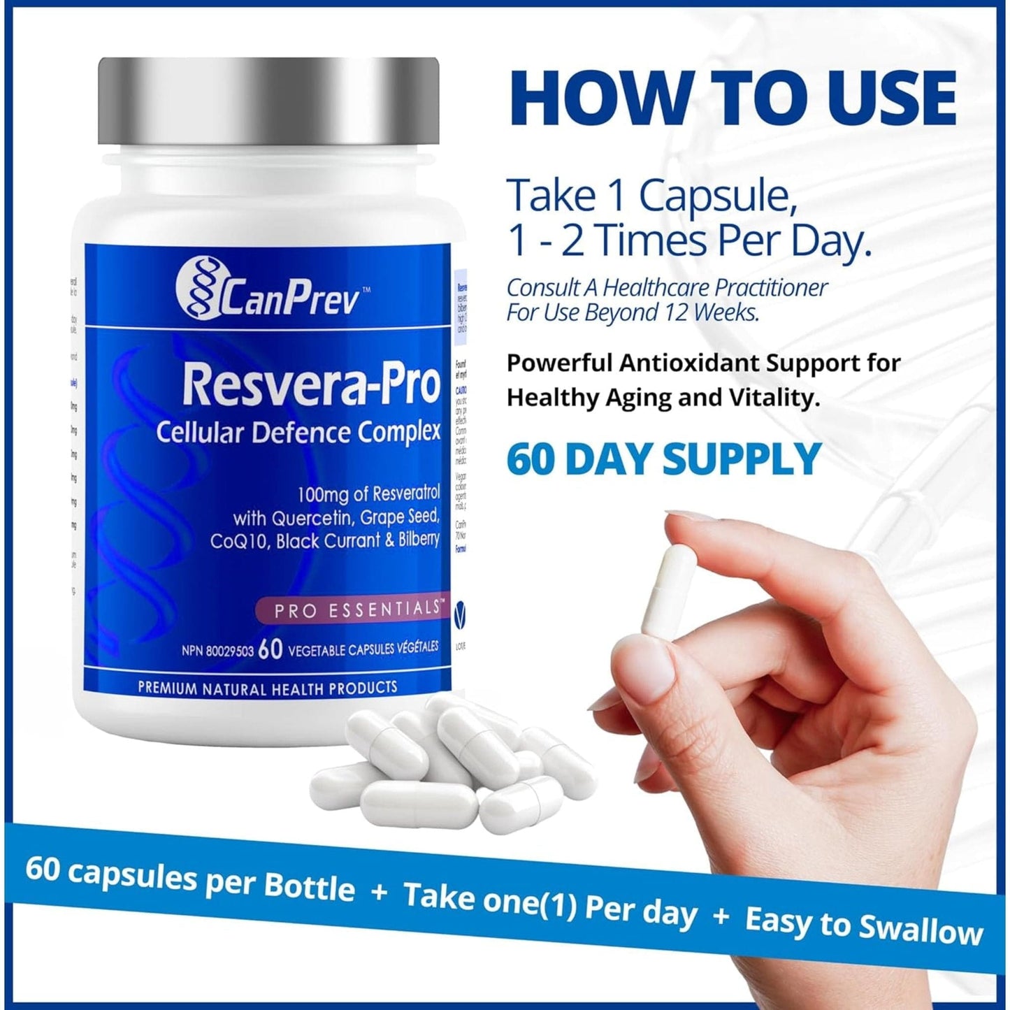 60 Vegetable Capsules | CanPrev Resvera-Pro Complex