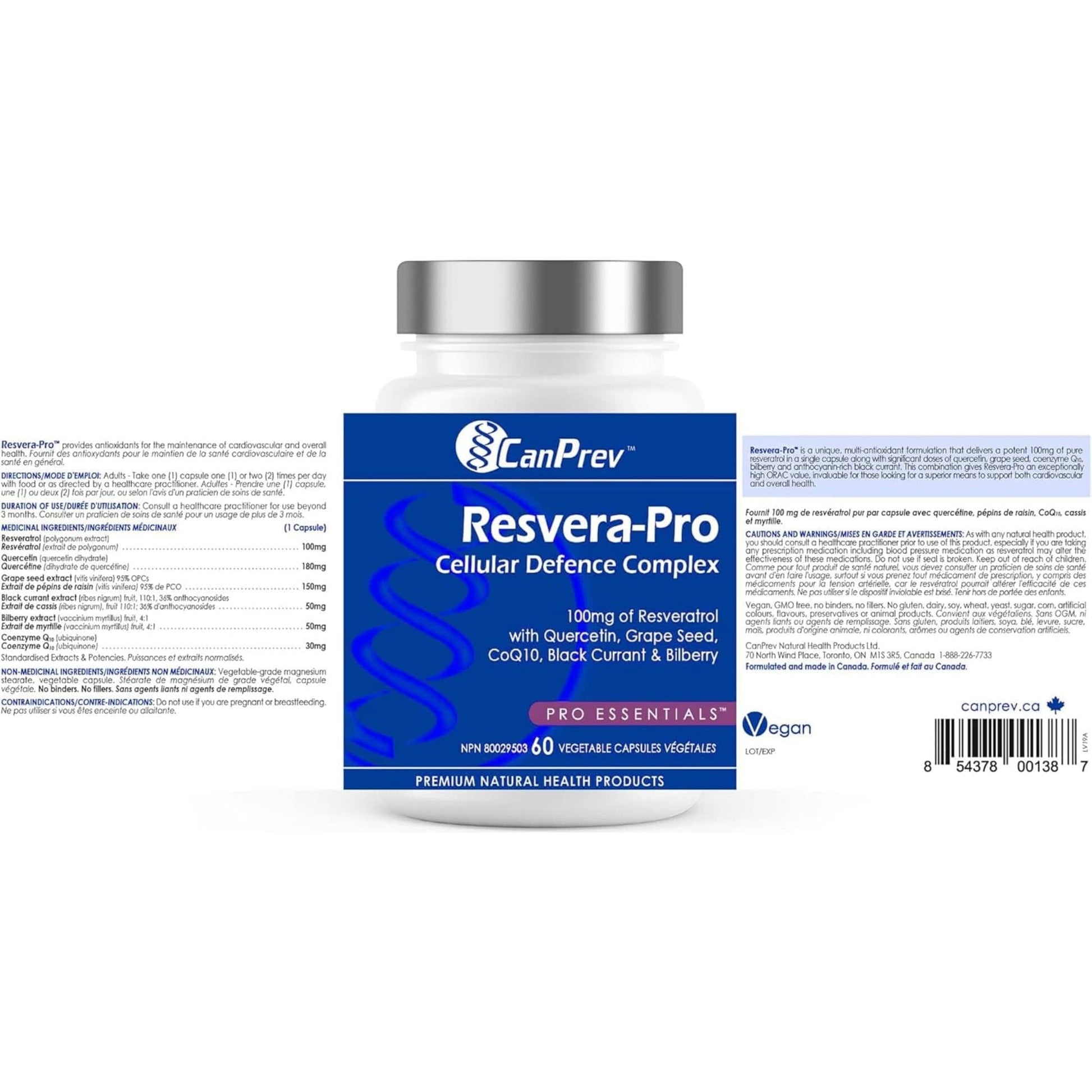 60 Vegetable Capsules | CanPrev Resvera-Pro Complex