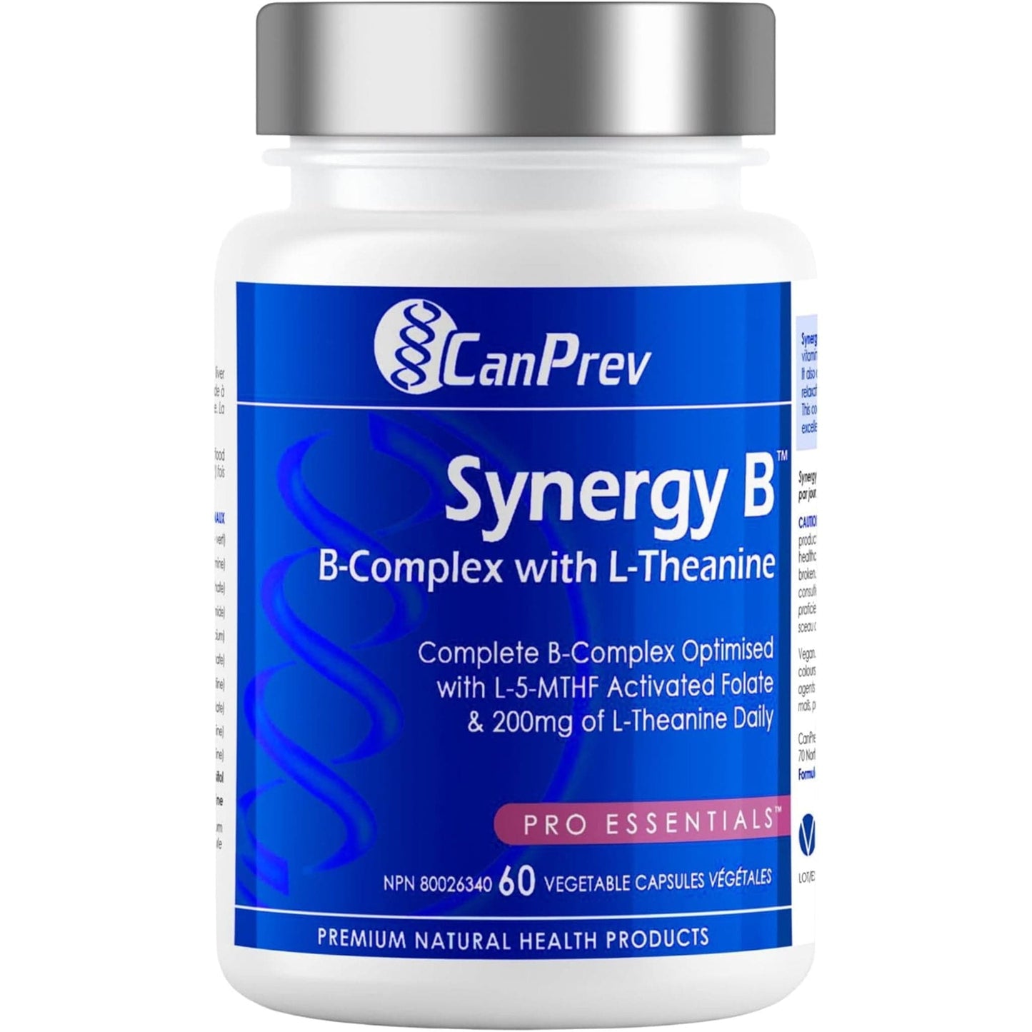 60 Vegetable Capsules | CanPrev Synergy B-Complex with L-Theanine