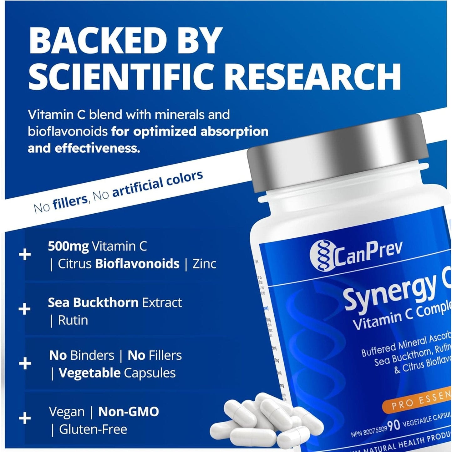 90 Vegetable Capsules | CanPrev Synergy C, Vitamin C Complex