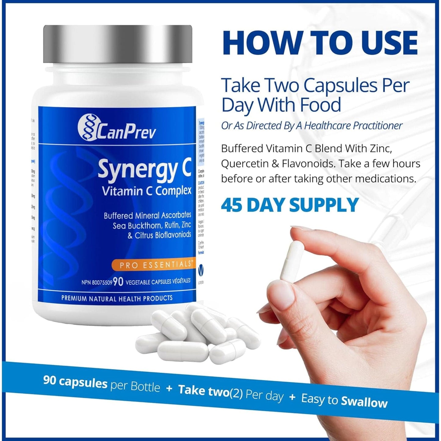 90 Vegetable Capsules | CanPrev Synergy C, Vitamin C Complex
