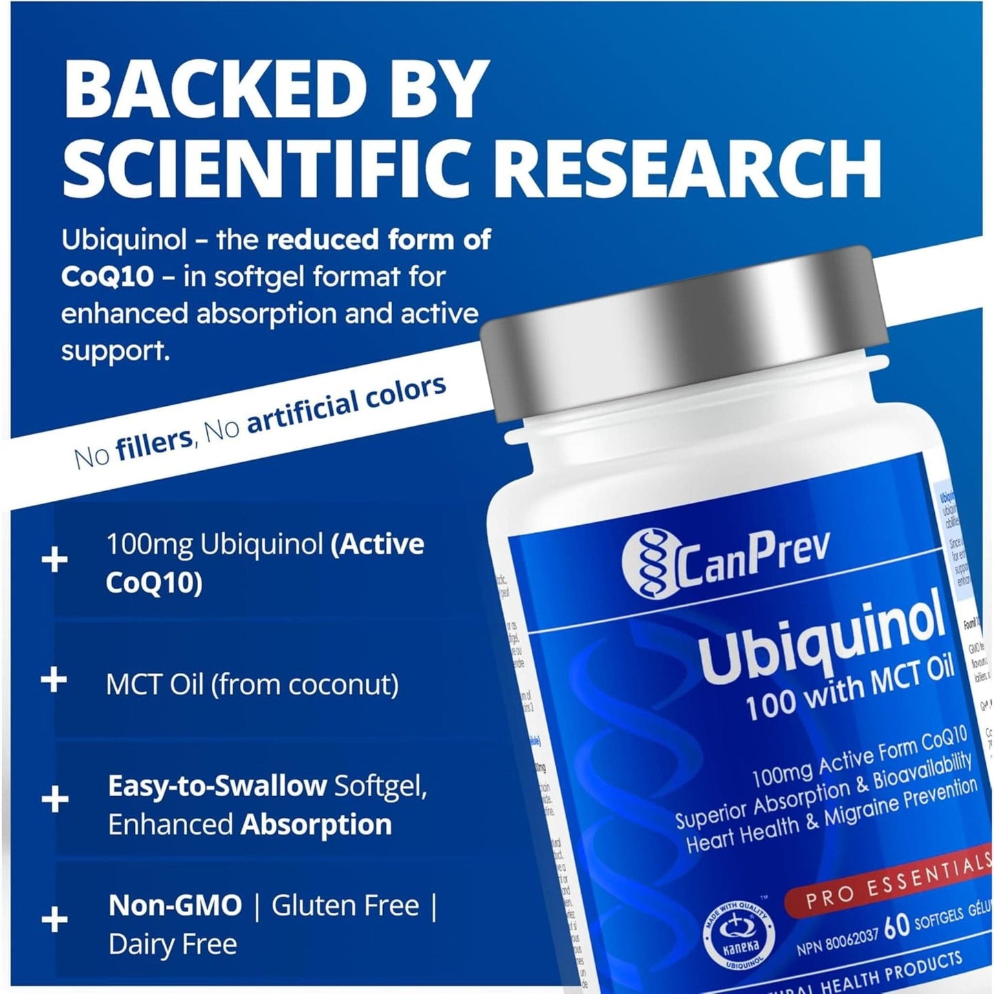 60 Softgels | CanPrev Ubiquinol 100mg with MCT Oil