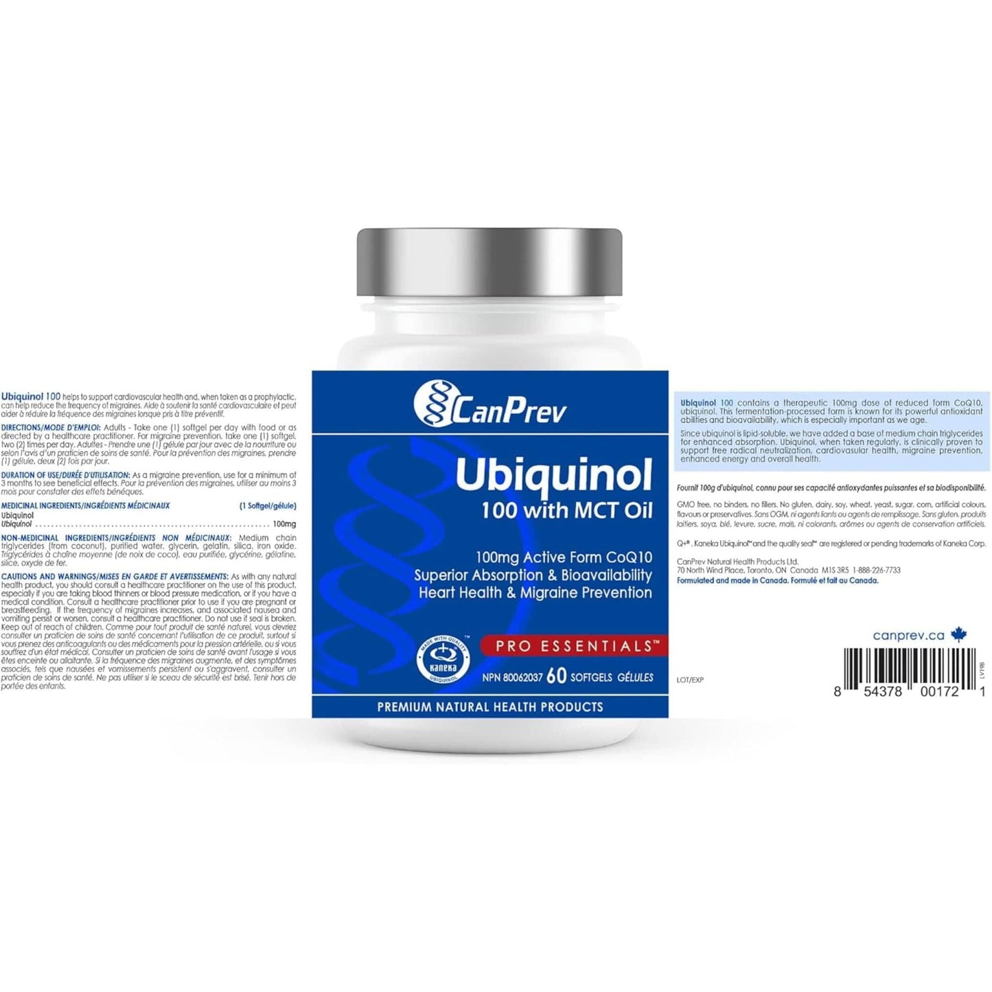 60 Softgels | CanPrev Ubiquinol 100mg with MCT Oil