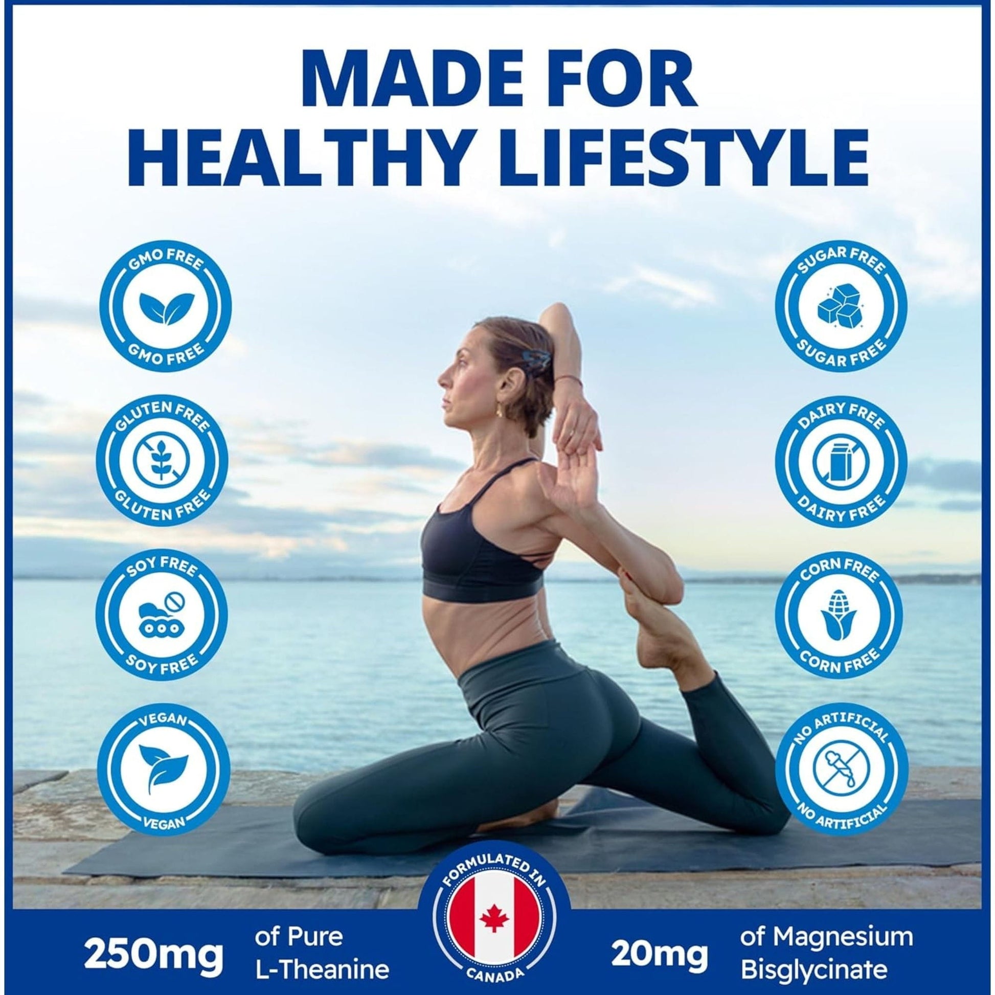 90 Vegetable Capsules | CanPrev L-Theanine 250mg with Magnesium Bisglycinate 20mg