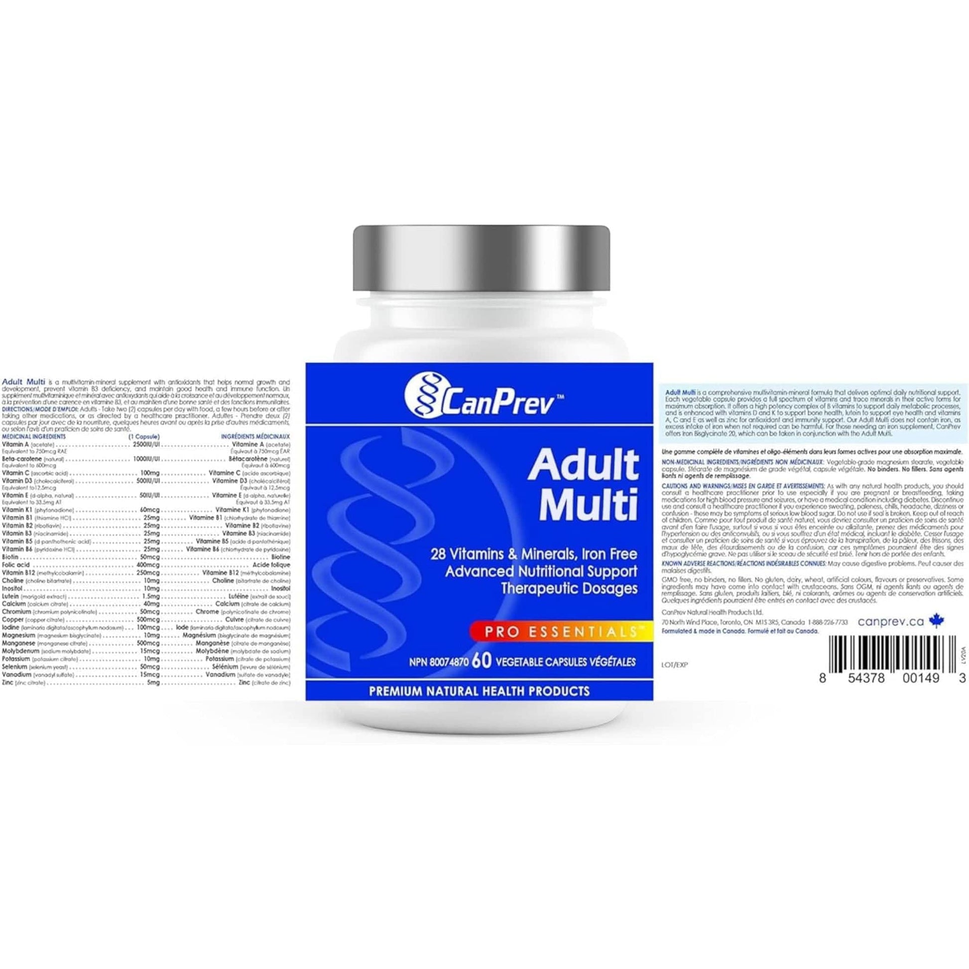60 Vegetable Capsules | CanPrev Adult Multi