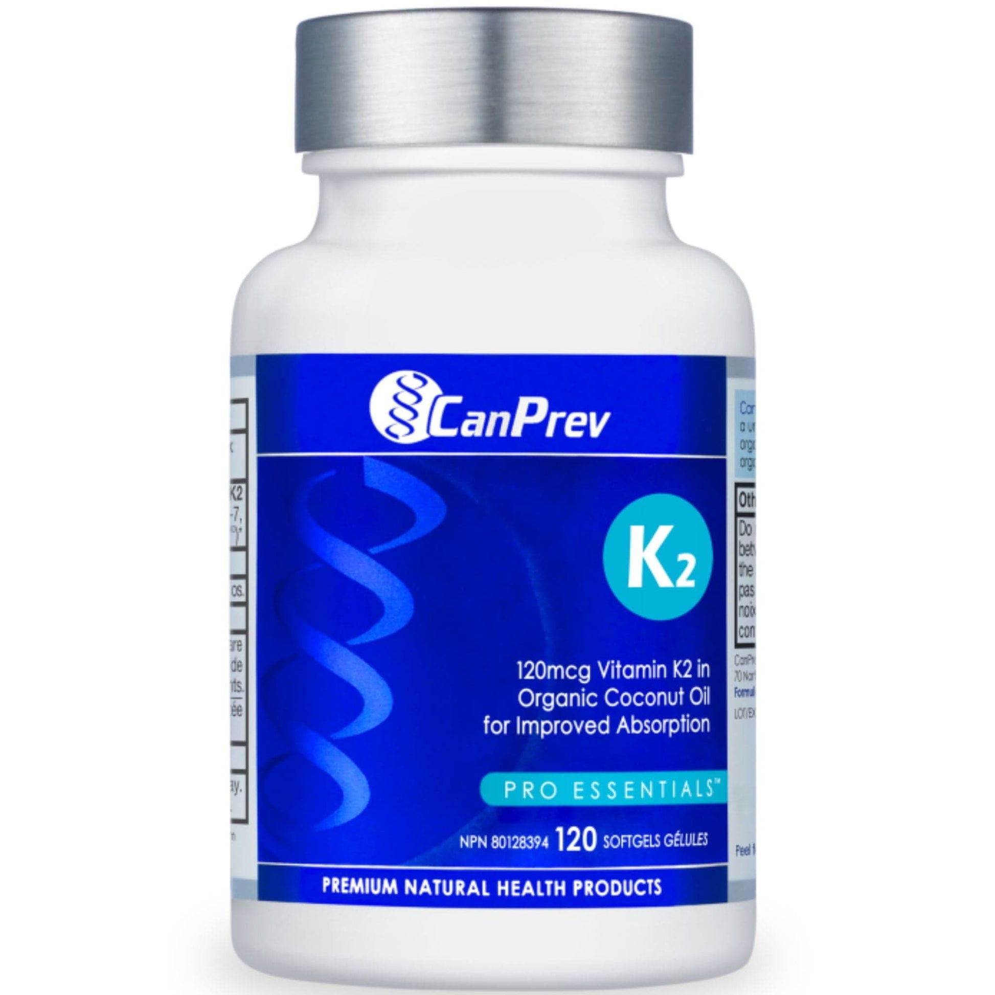 120 Softgels | CanPrev Vitamin K2 120mcg in Organic Coconut Oil
