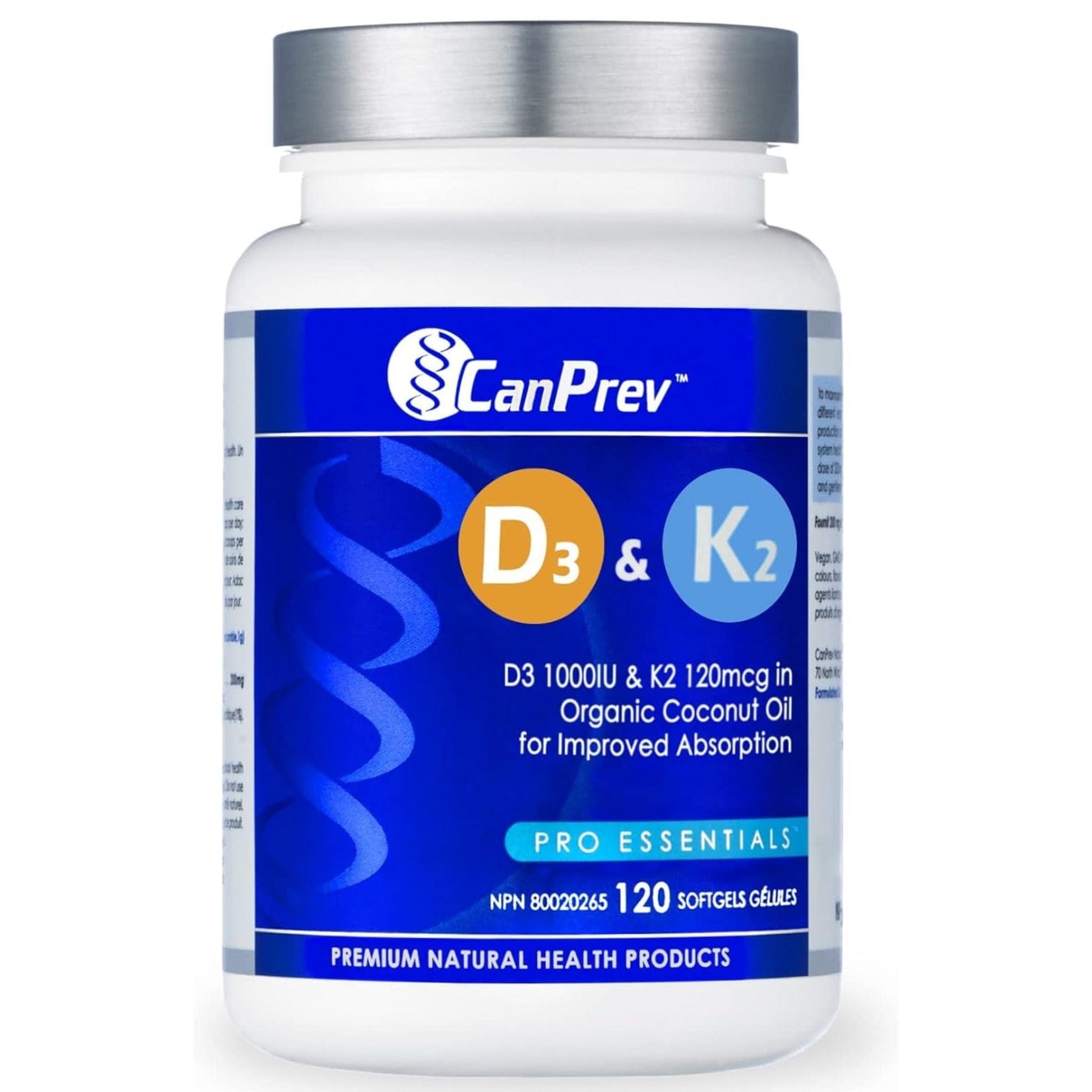 120 Softgels | CanPrev Vitamin D3 and K2