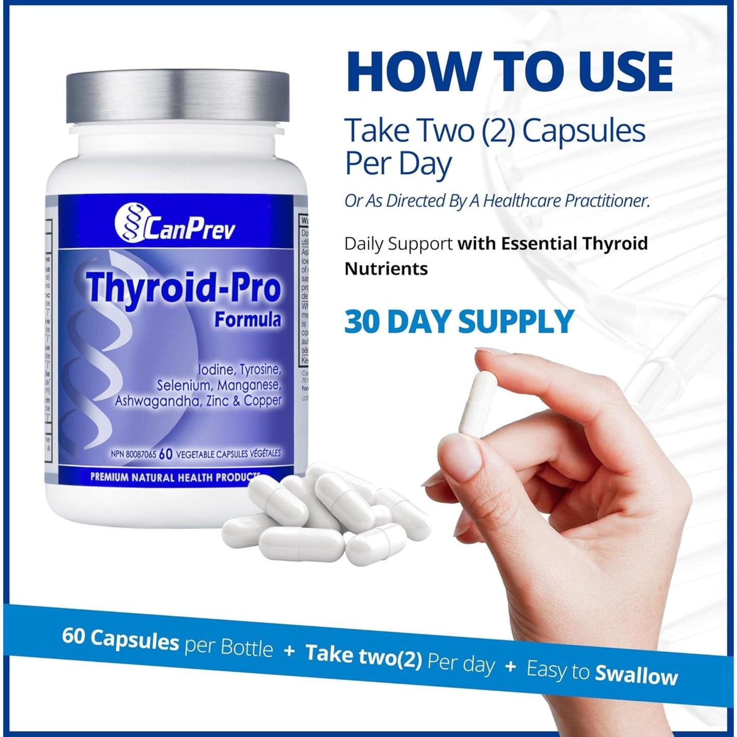 60 Vegetable Capsules | CanPrev Thyroid-Pro Formula