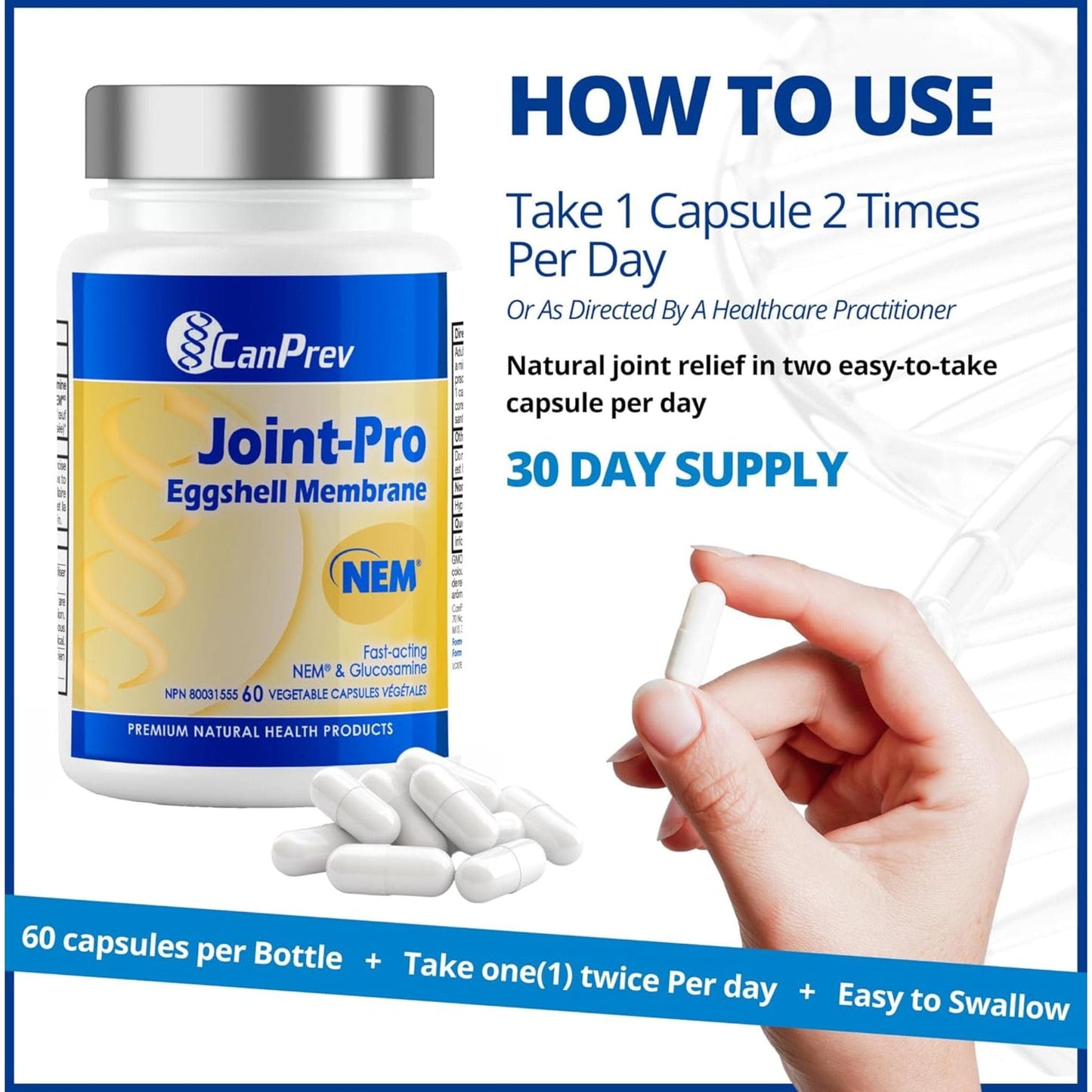 60 Vegetable Capsules | CanPrev Joint-Pro Nem