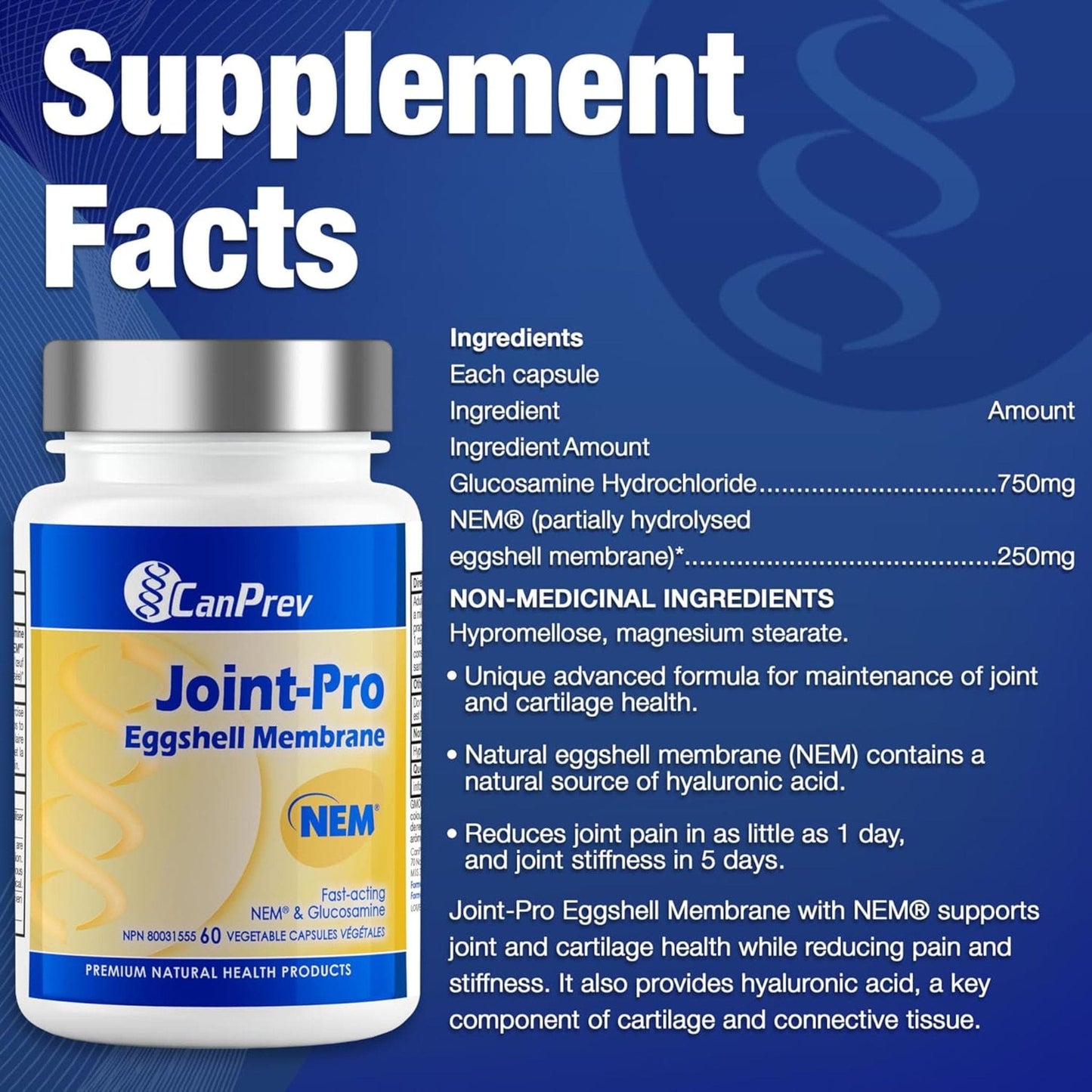 60 Vegetable Capsules | CanPrev Joint-Pro Nem