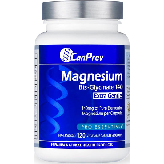 120 Vegetable Capsules | CanPrev Magnesium Bis-Glycinate 140 Extra Gentle