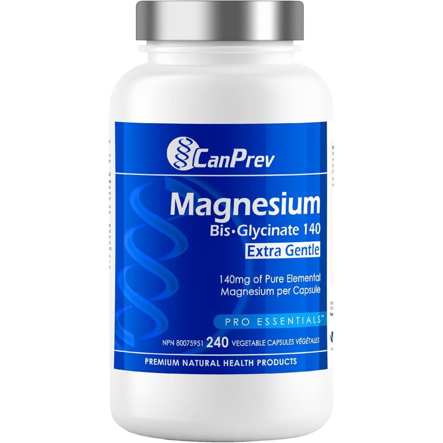 240 Vegetable Capsules | CanPrev Magnesium Bis-Glycinate 140 Extra Gentle