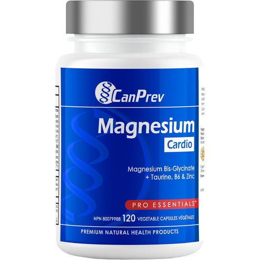 120 Vegetable Capsules | CanPrev Magnesium + Taurine, B6 & Zinc For Cardio