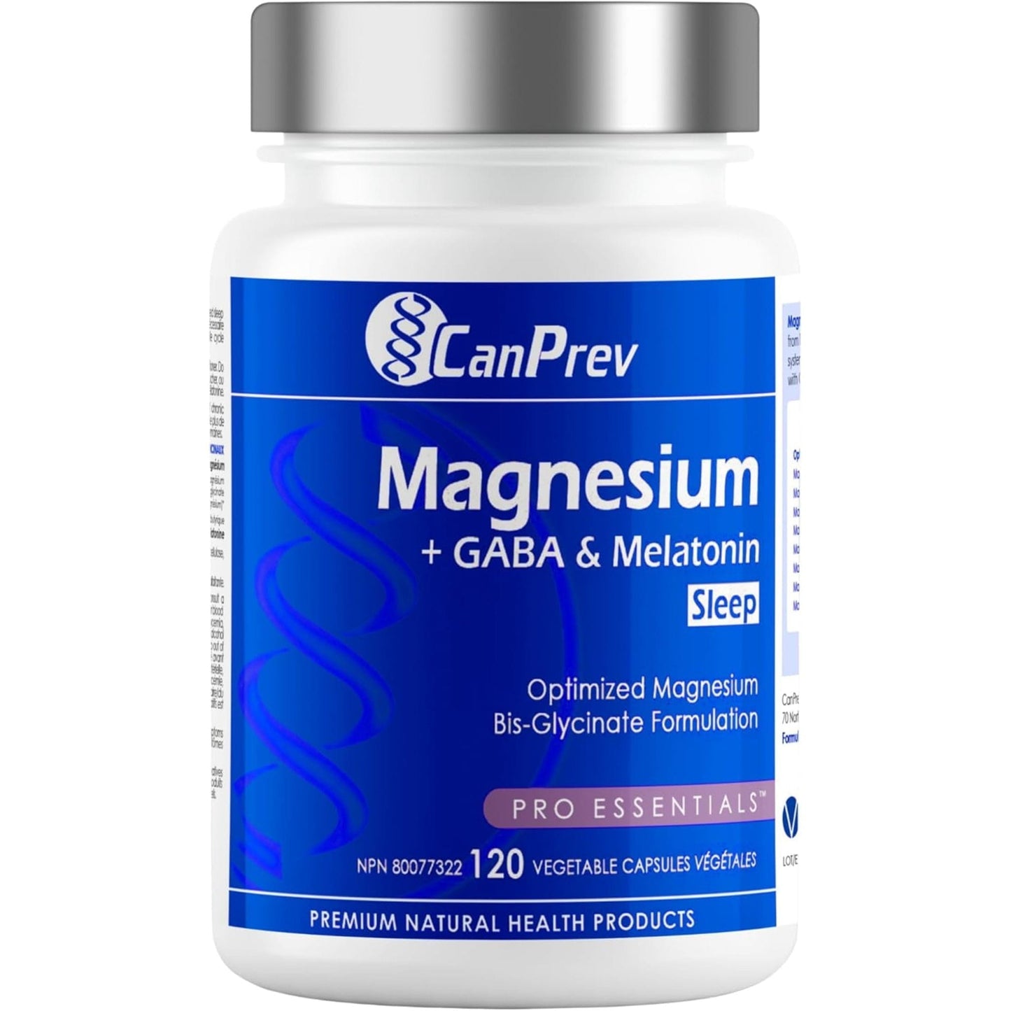 CanPrev Magnesium + GABA & Melatonin For Sleep (125mg + 100mg & 2.5mg), 120 Vegetable Capsules