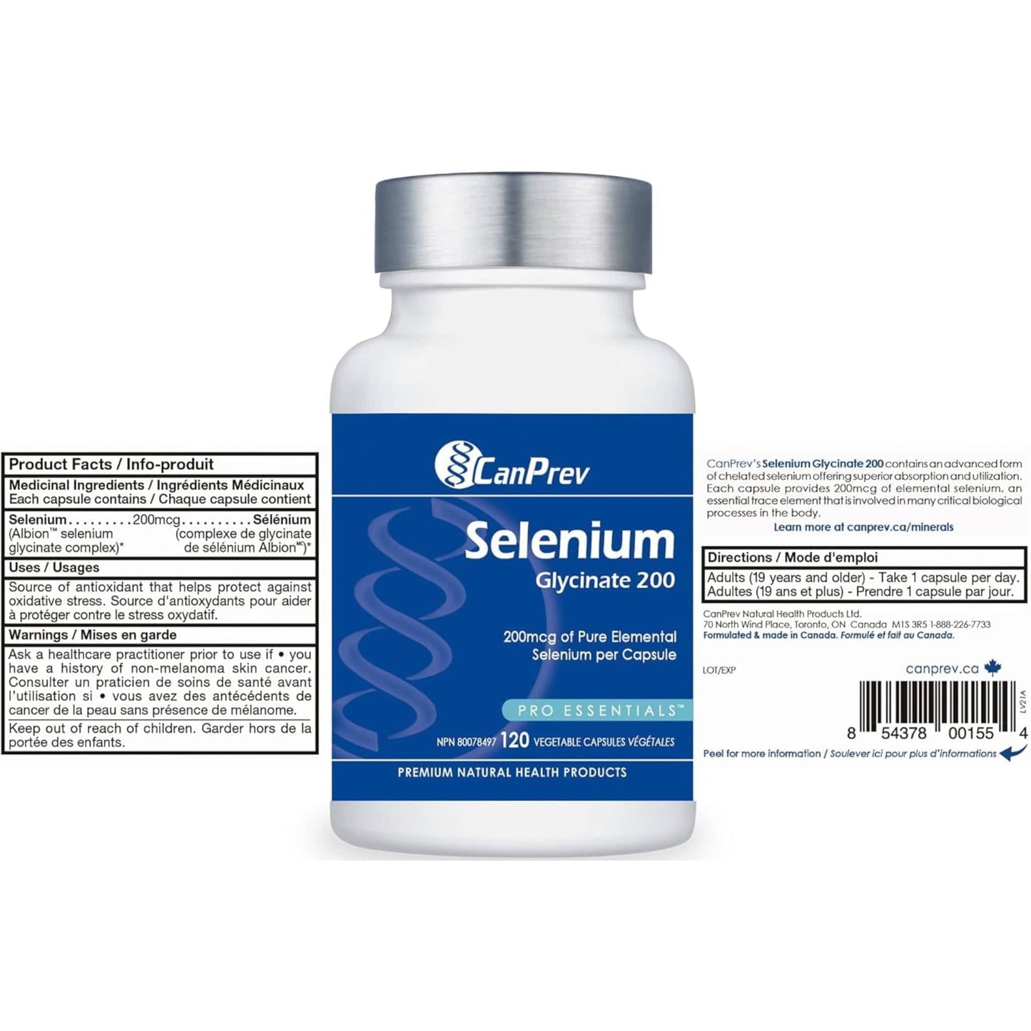 120 Vegetable Capsules | CanPrev Selenium Glycinate 200