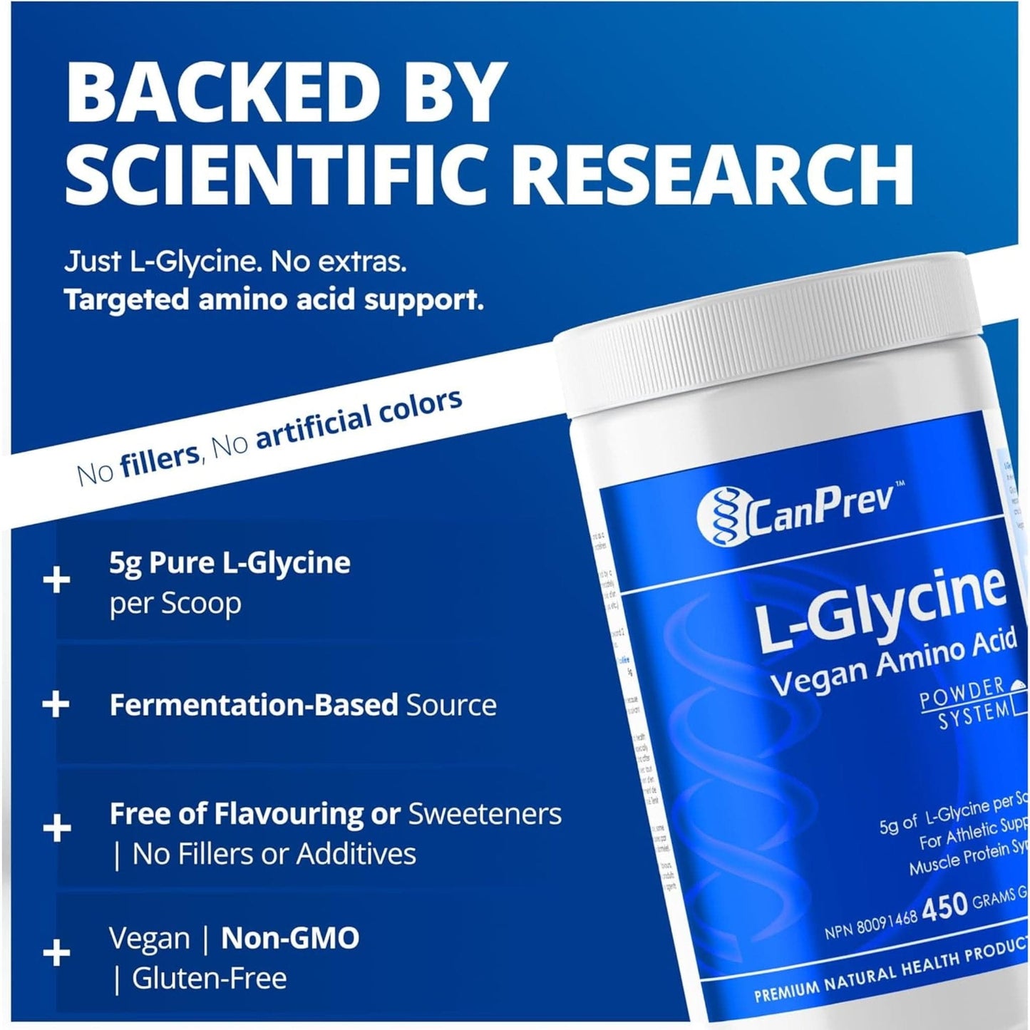 Unflavoured, 450g | CanPrev L-Glycine Vegan Amino Acid Powder