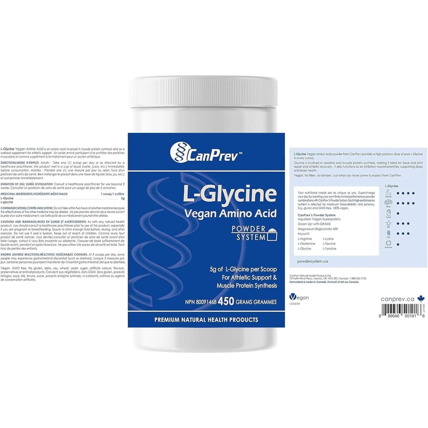Unflavoured, 450g | CanPrev L-Glycine Vegan Amino Acid Powder