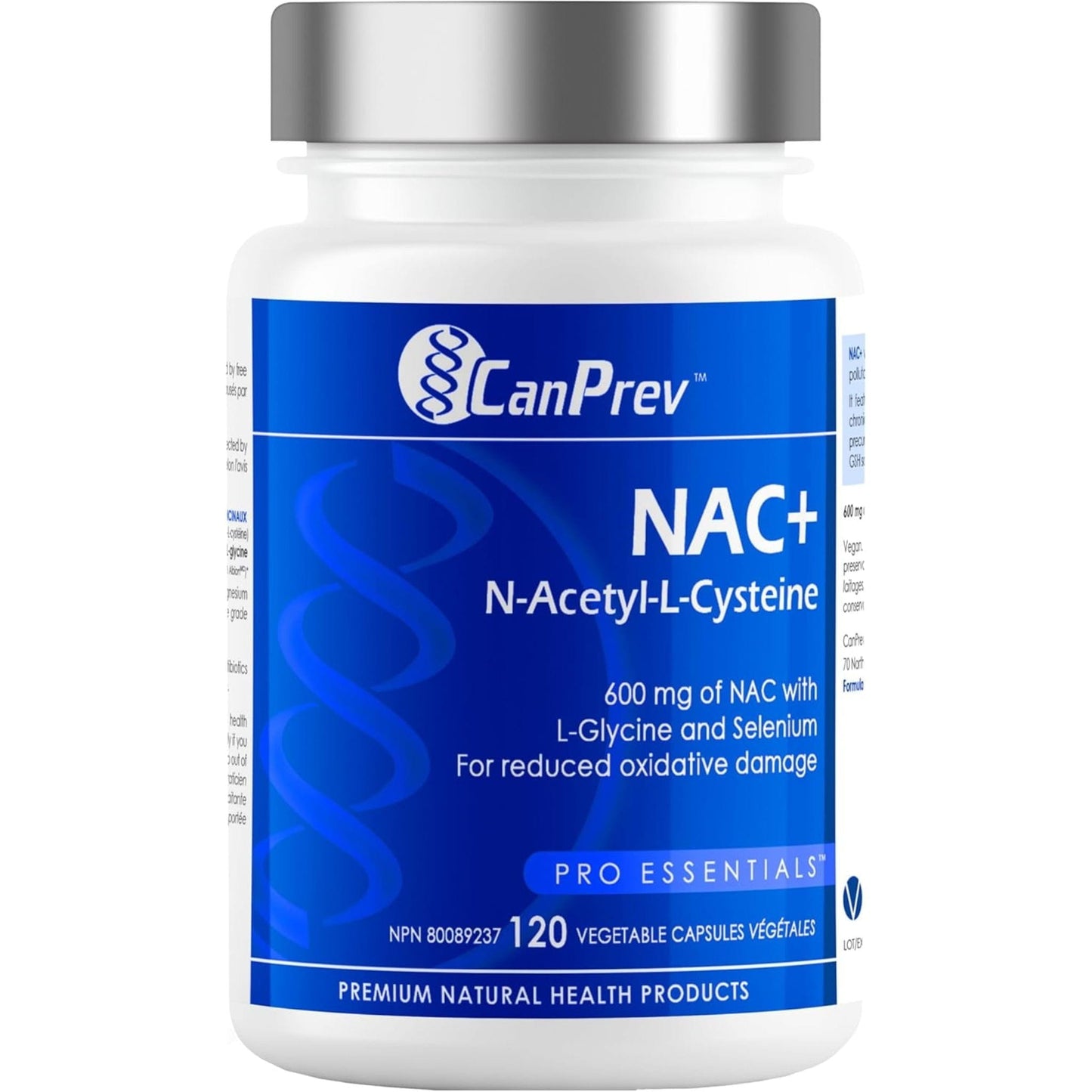 120 Vegetable Capsules |  CanPrev NAC (N-Acetyl-L-Cysteine) 600mg with Glycine and Selenium