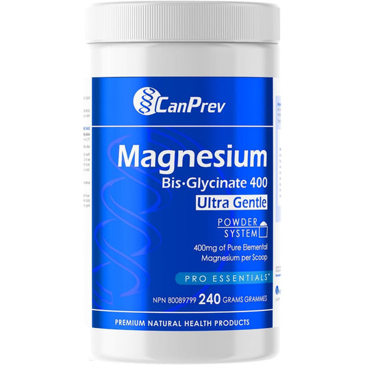 Unflavoured, 240g | CanPrev Magnesium Bis-Glycinate 400mg Ultra Gentle Powder