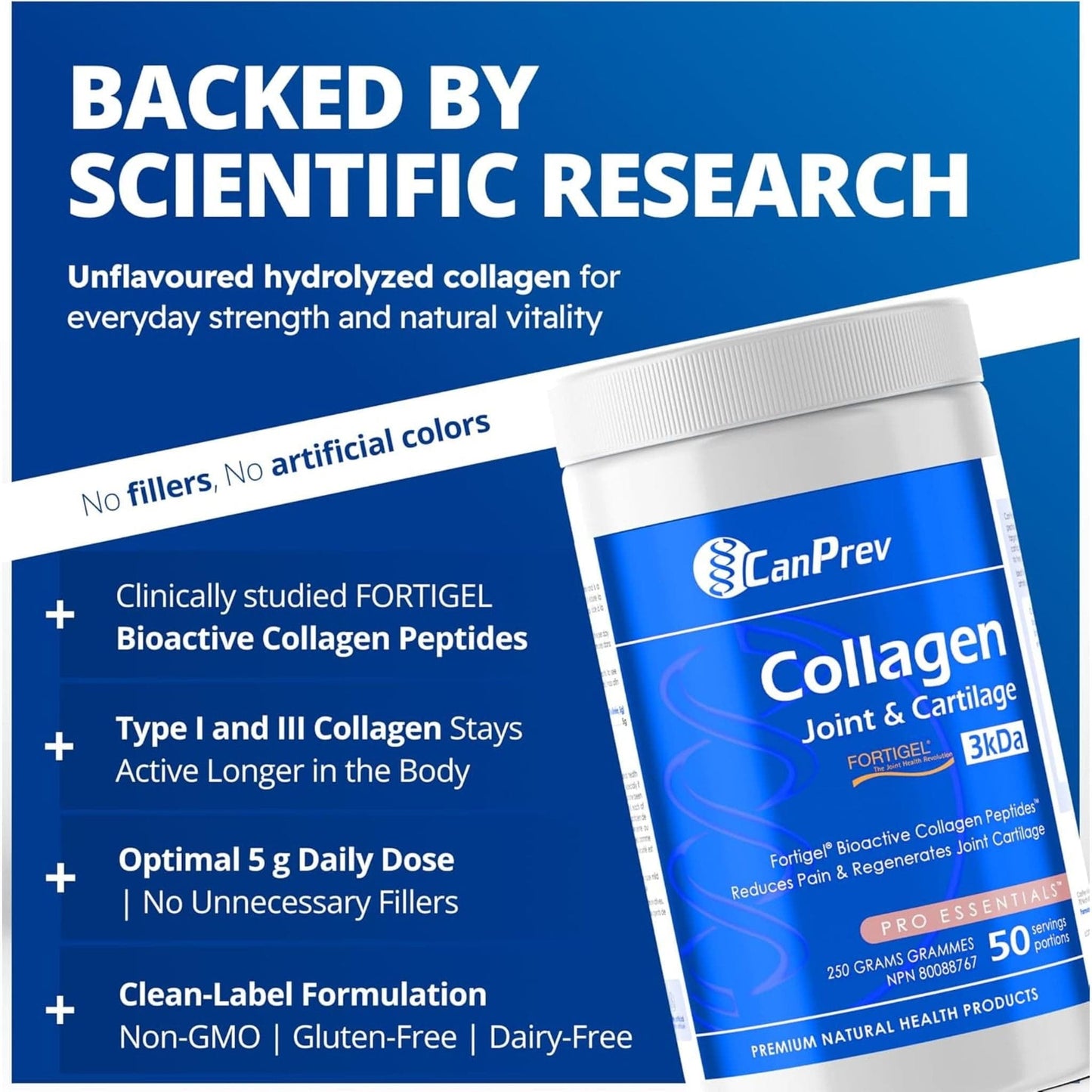 Unflavoured, 250g | CanPrev Collagen Joint & Cartilage Powder