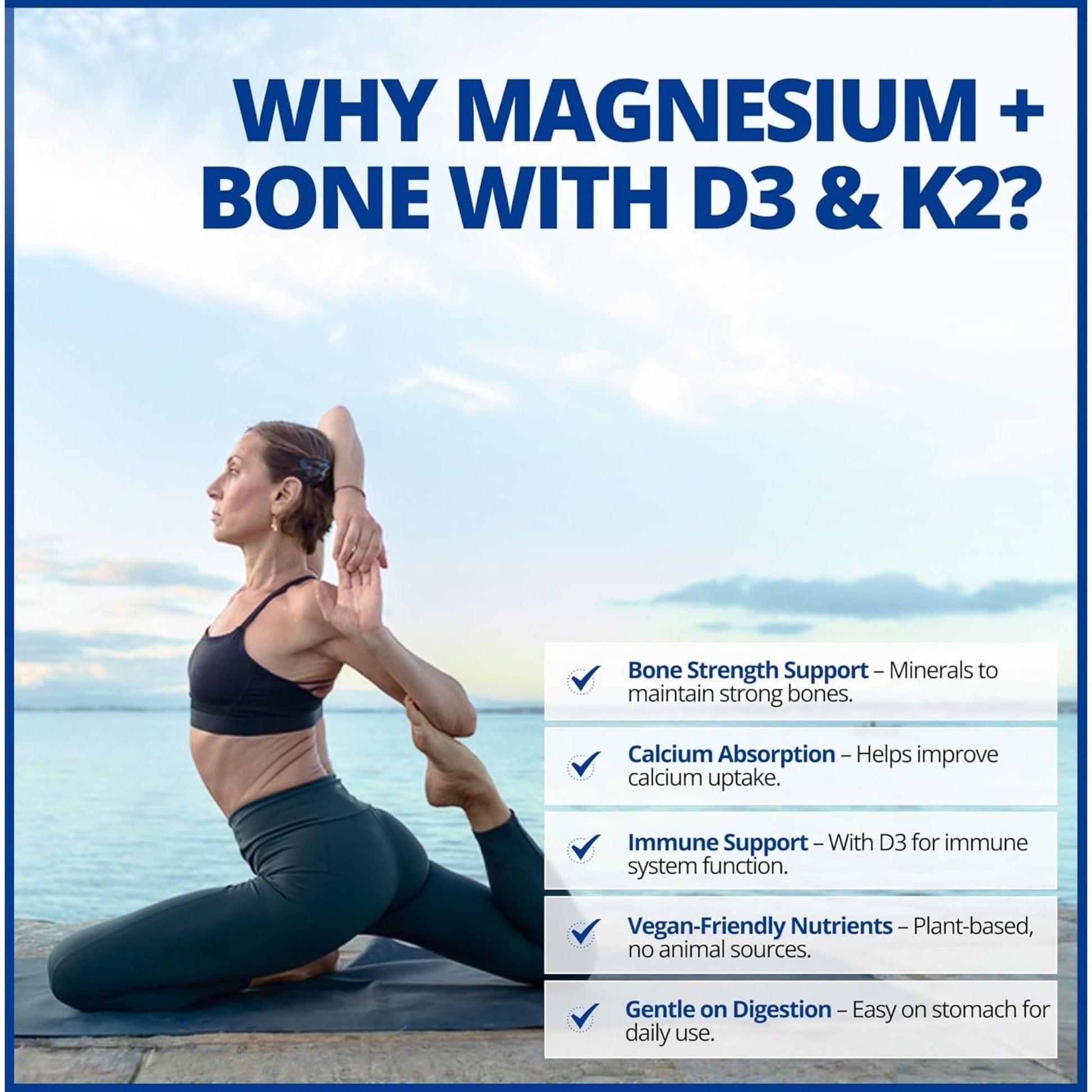 90 Vegetable Capsules | CanPrev Magnesium, Vegan D3 & K2 for Bones