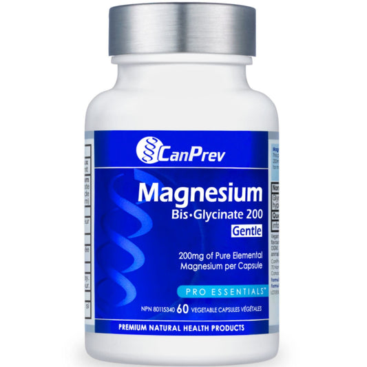 60 Vegetable Capsules | CanPrev Magnesium Bisglycinate 200mg Gentle
