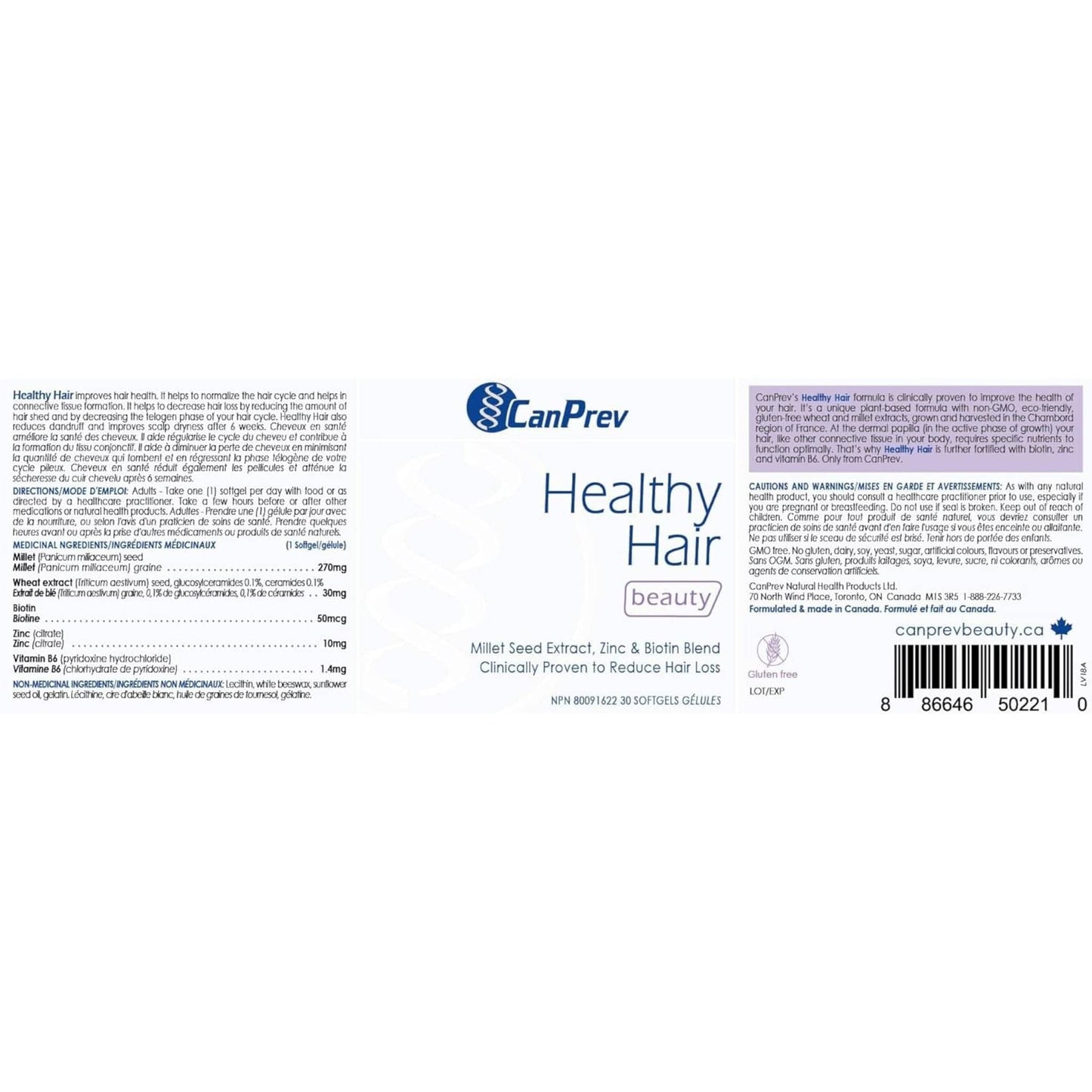 30 Softgels | CanPrev Healthy Hair (Proven to reduce hair loss)