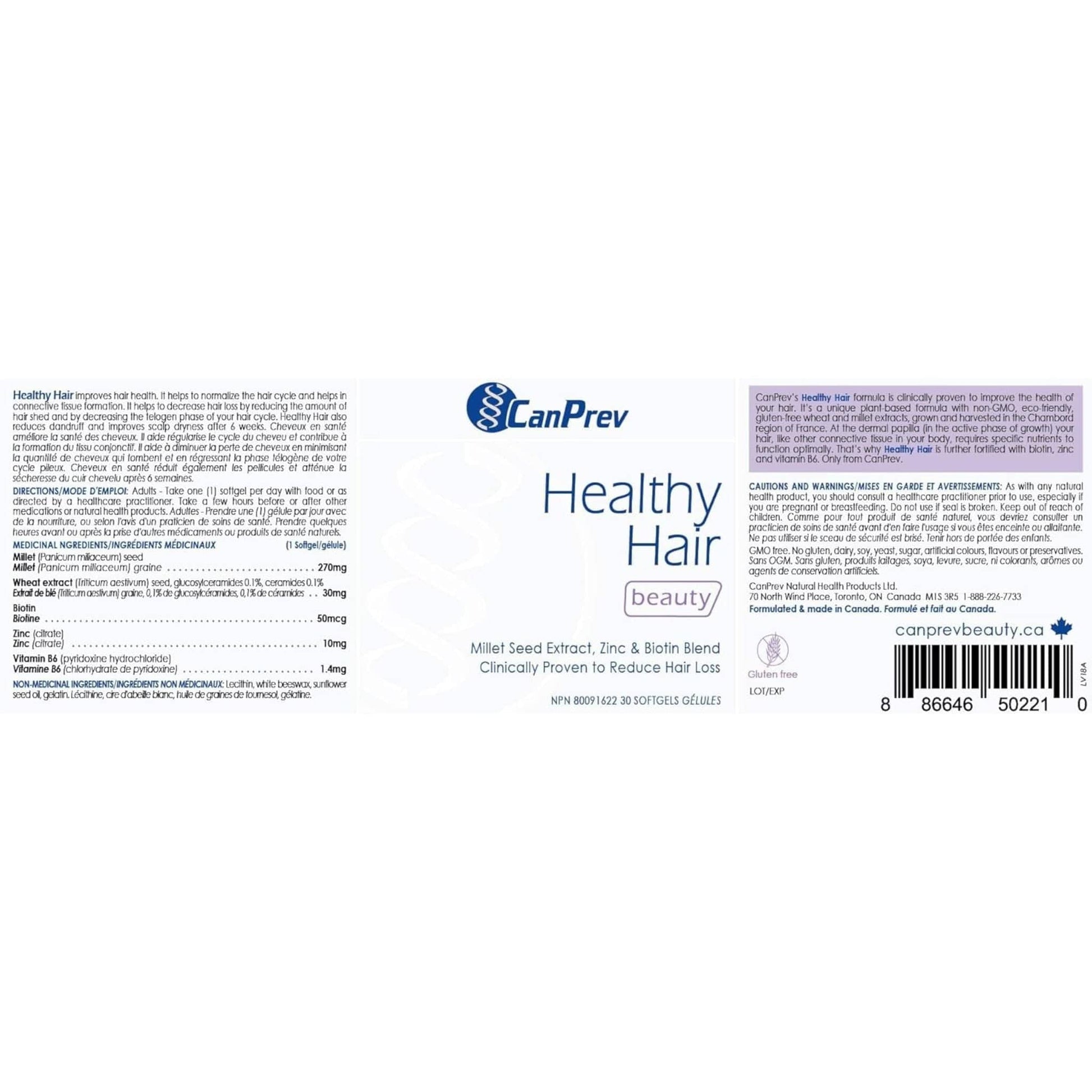 30 Softgels | CanPrev Healthy Hair (Proven to reduce hair loss)