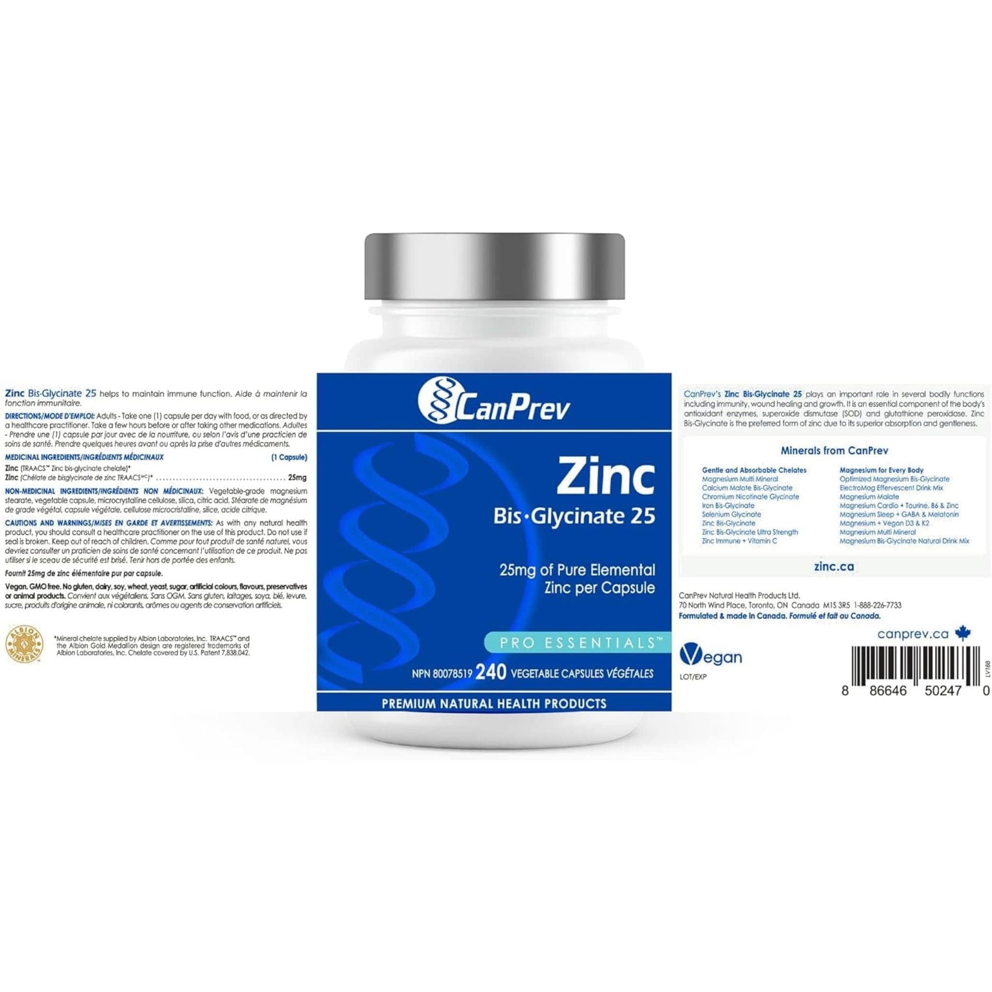 CanPrev Zinc Bisglycinate 25mg (Chelated)