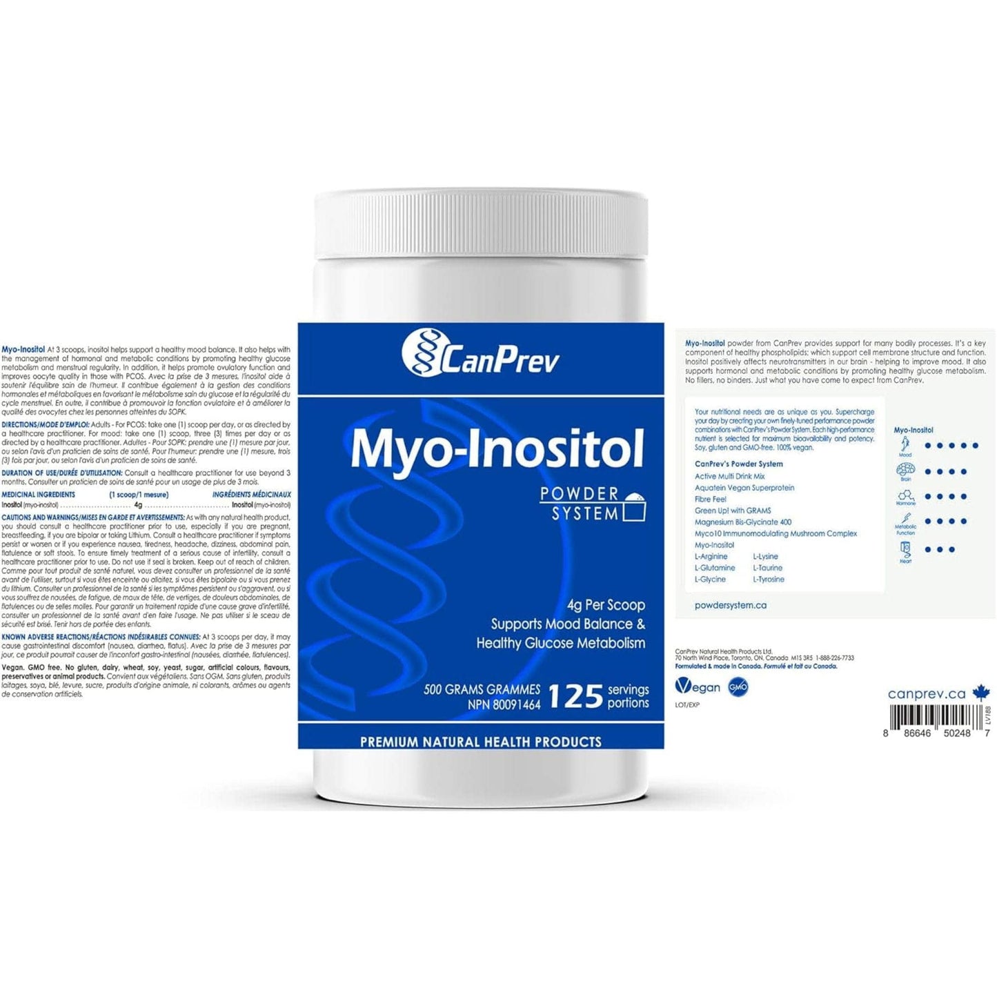 Unflavoured, 500g | CanPrev Myo-Inositol Powder
