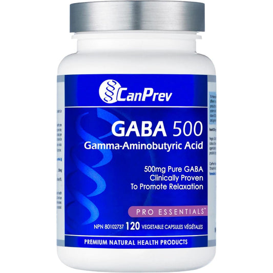 120 Vegetable Capsules | CanPrev GABA 500mg, Gamma-Aminobutyric Acid