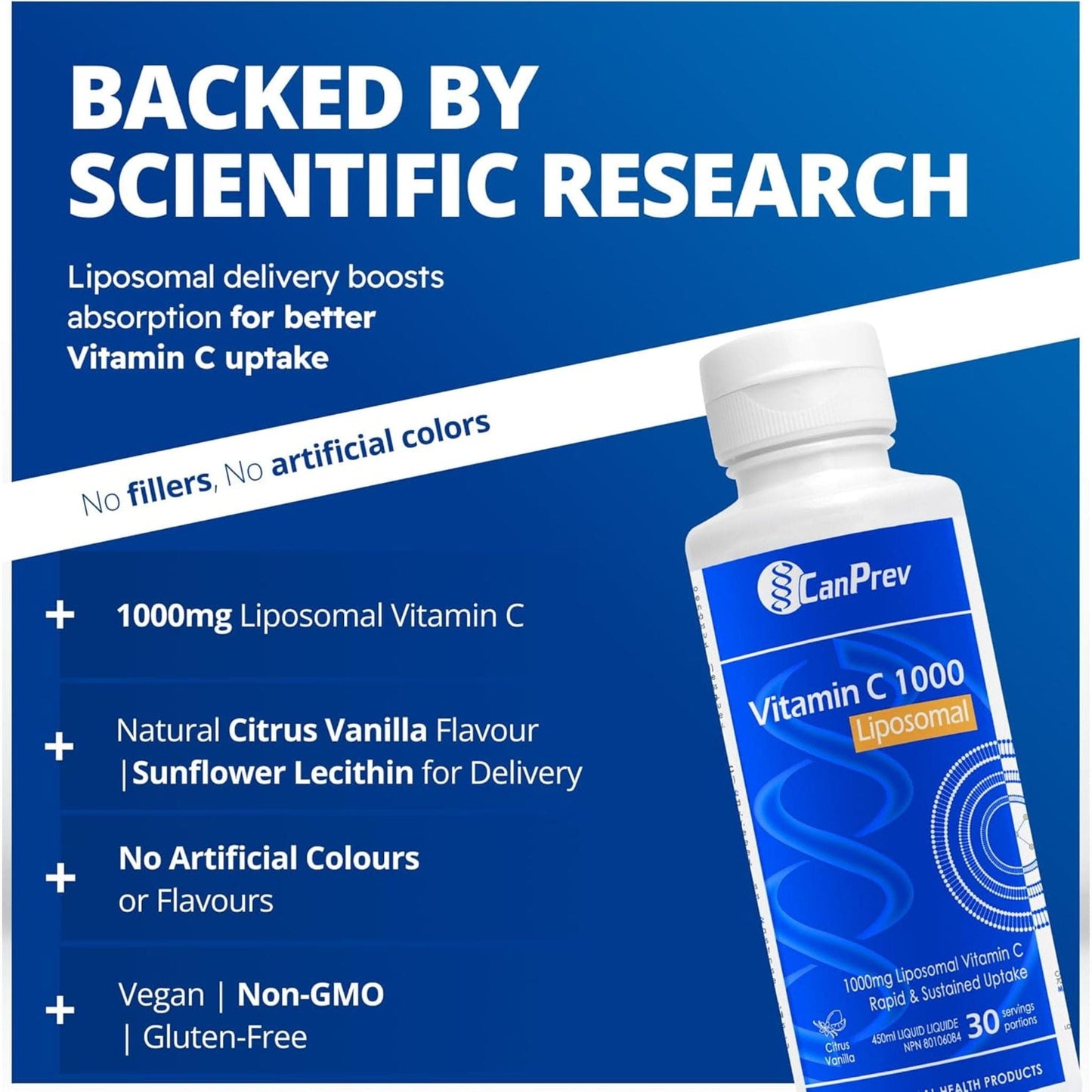 Citrus Vanilla, 450ml | CanPrev Vitamin C 1000 Liposomal