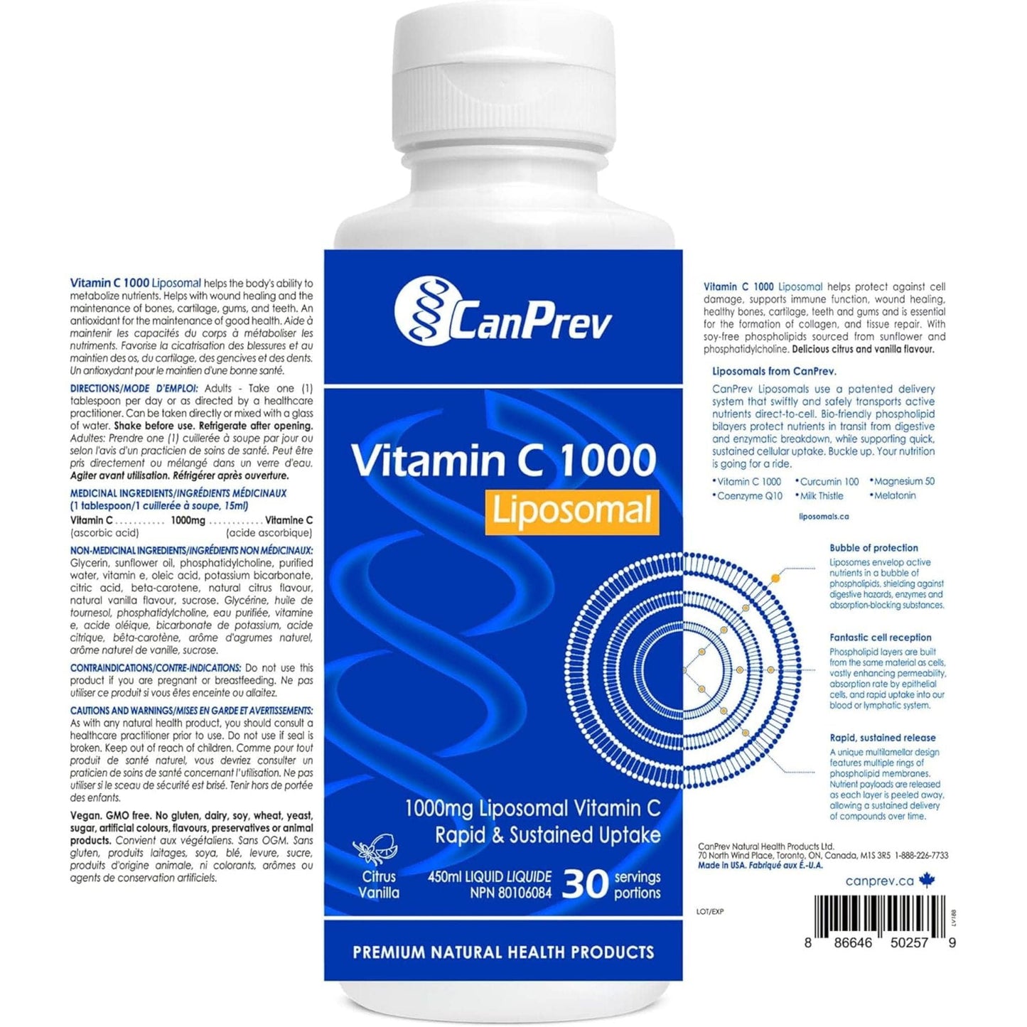 Citrus Vanilla, 450ml | CanPrev Vitamin C 1000 Liposomal