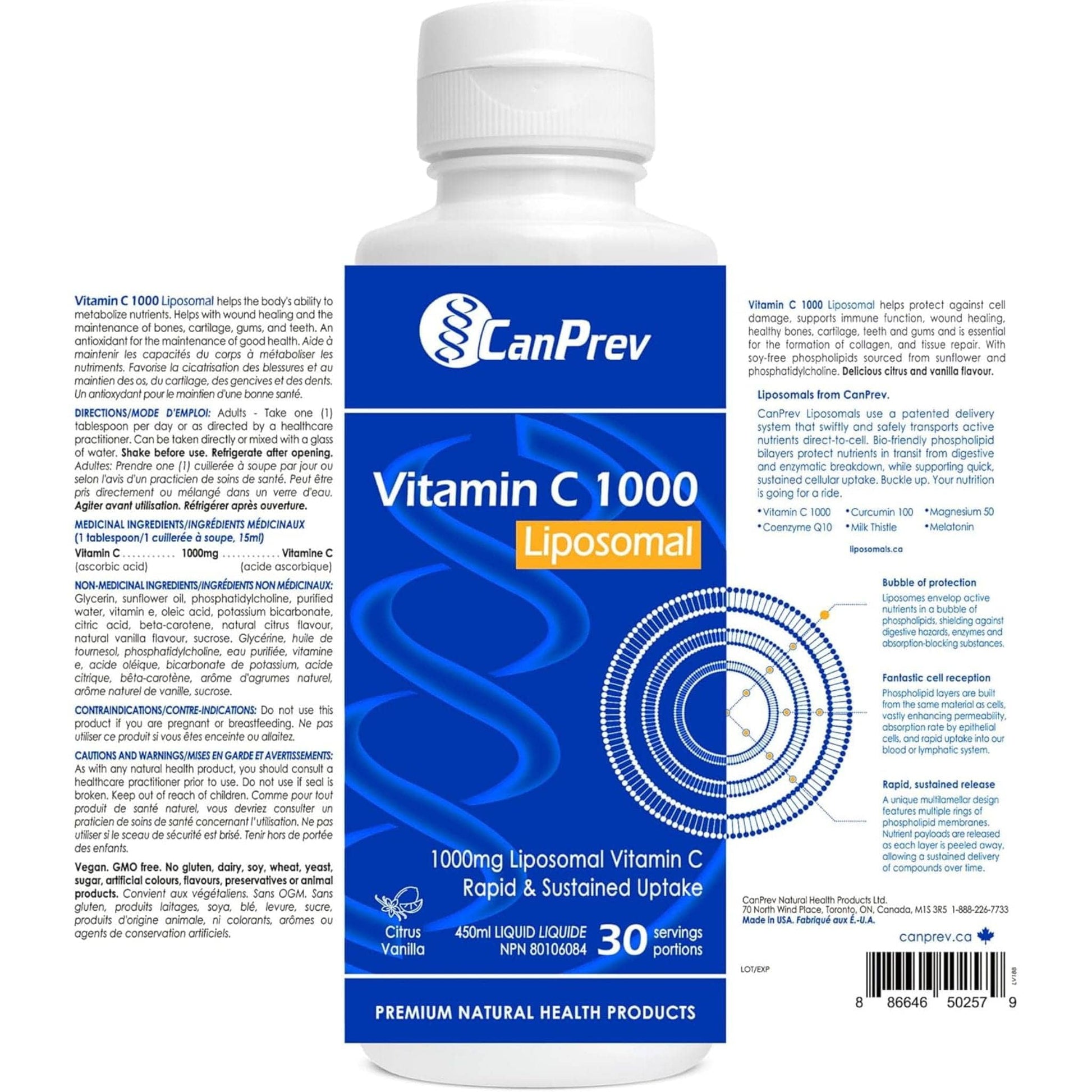 Citrus Vanilla, 450ml | CanPrev Vitamin C 1000 Liposomal